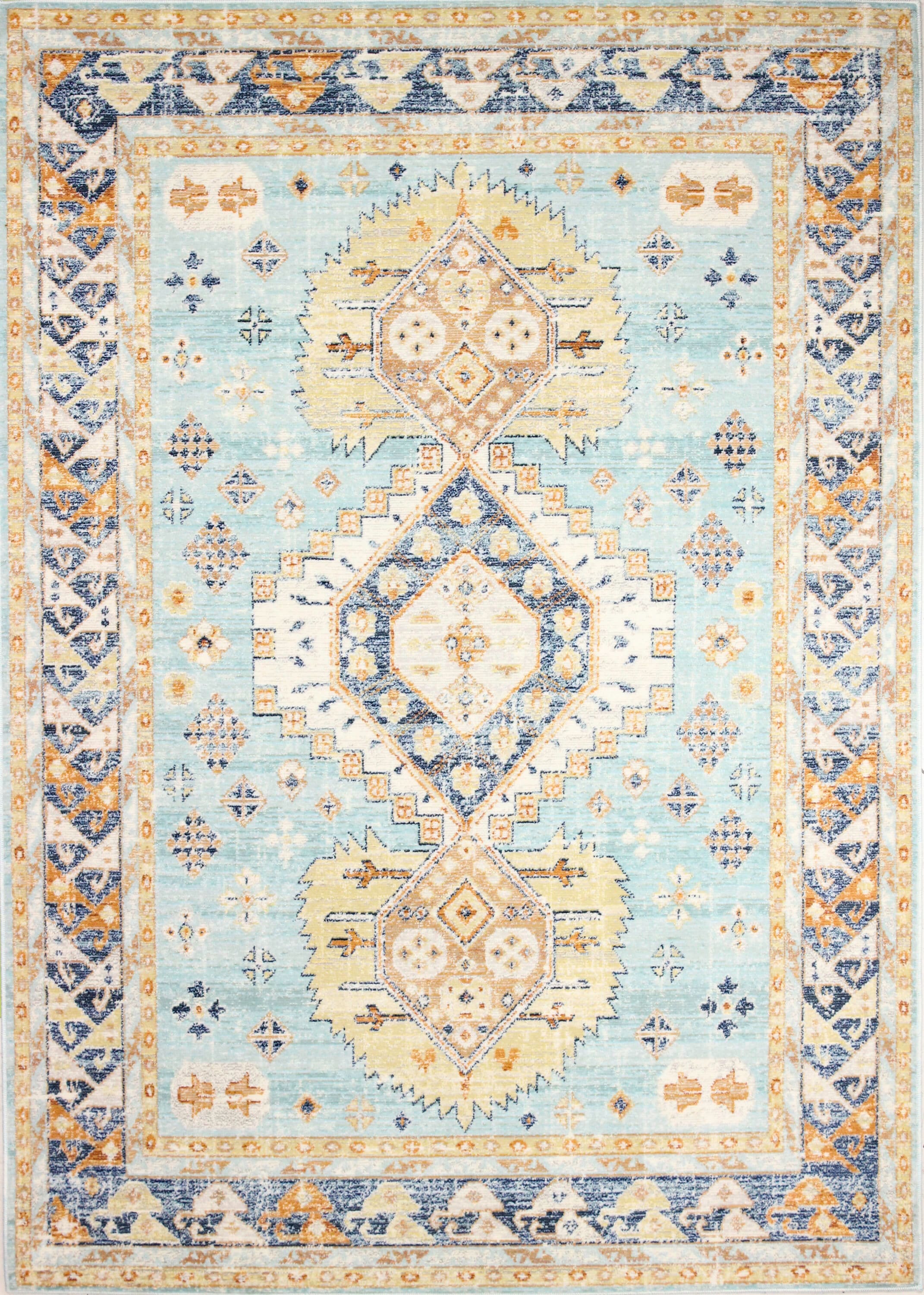 Bashian 649652293707 8 X 10 (ft) Aqua Indoor Geometric Oriental Area Rug