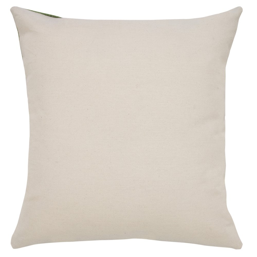 LR Home Ox Bay Hand-Woven Green/White Dot All-Natural Cotton Pillow Cover