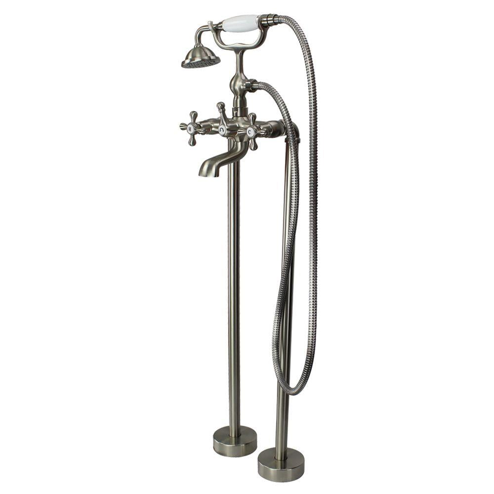 Transolid T4210-BN Cromwell Brushed Nickel 2-handle Freestanding Low-arc Bathtub Faucet with Hand Shower ( Valve Included )