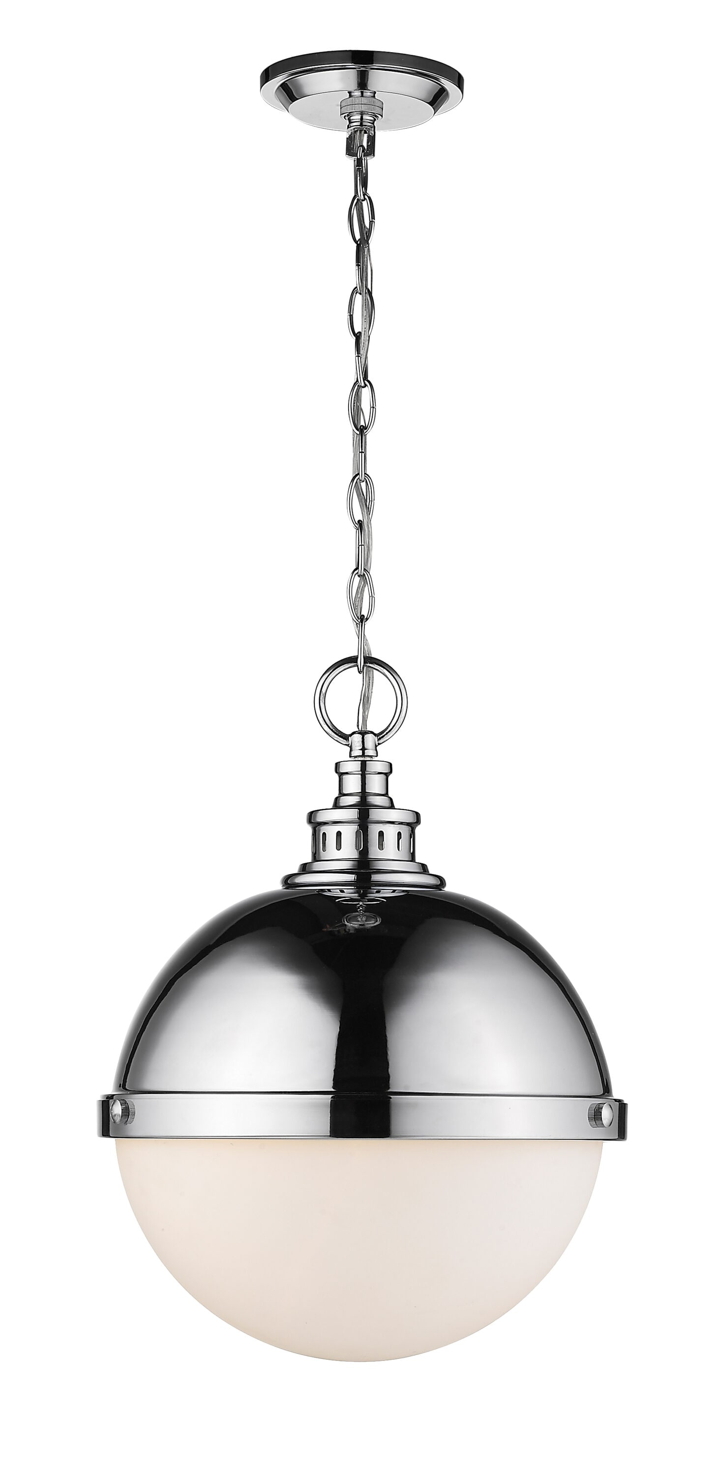 Z-Lite 619P14-CH Peyton 2 -Light Chrome Modern/contemporary Opal glass Globe Medium (10-22 inches) Hanging Pendant light