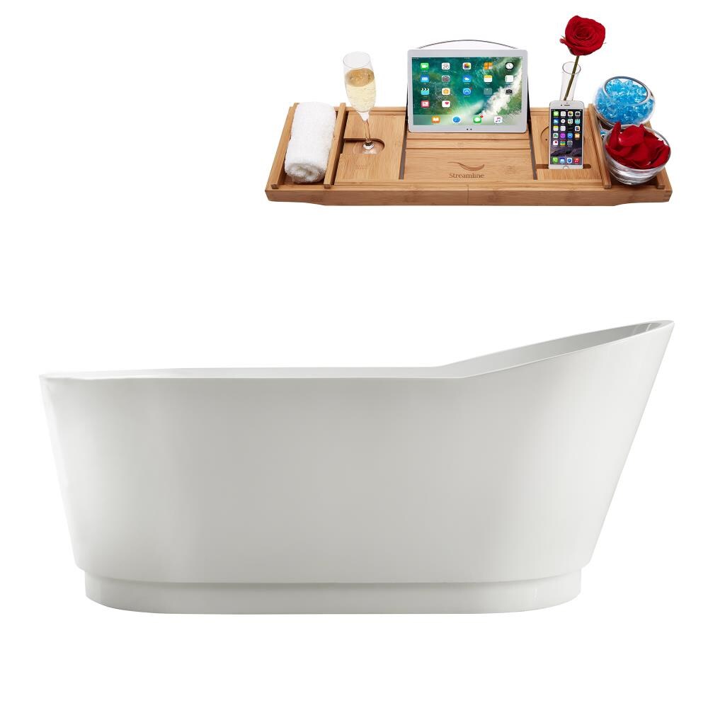 Streamline M-2320-67FSWH-DM 66.9-Inches x 31.5-Inches Glossy White Acrylic Oval Freestanding Soaking bathtub Drain ( Reversible Drain )
