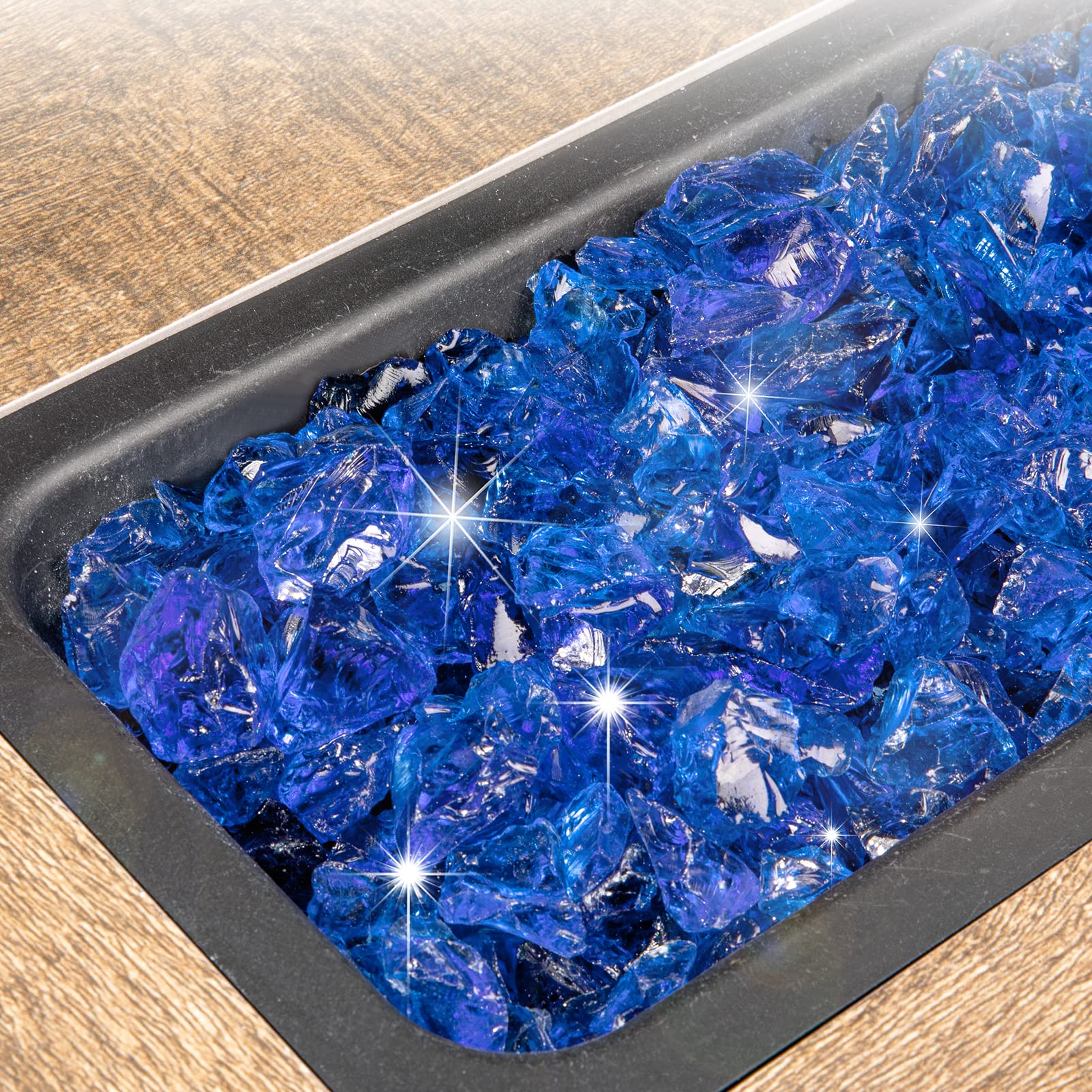 Oyezvary 20 lbs Fire Glass Ocean Blue Decorative Half Inch Glass Rock ...