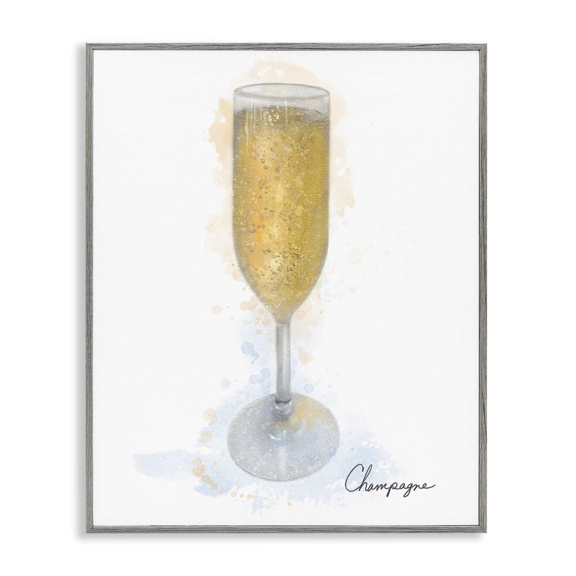 Stupell Industries BS-501-GFF-24X30 Champagne Glass Shimmer Gray Framed Giclee Art By Matthew Piotrowicz 24 x 30