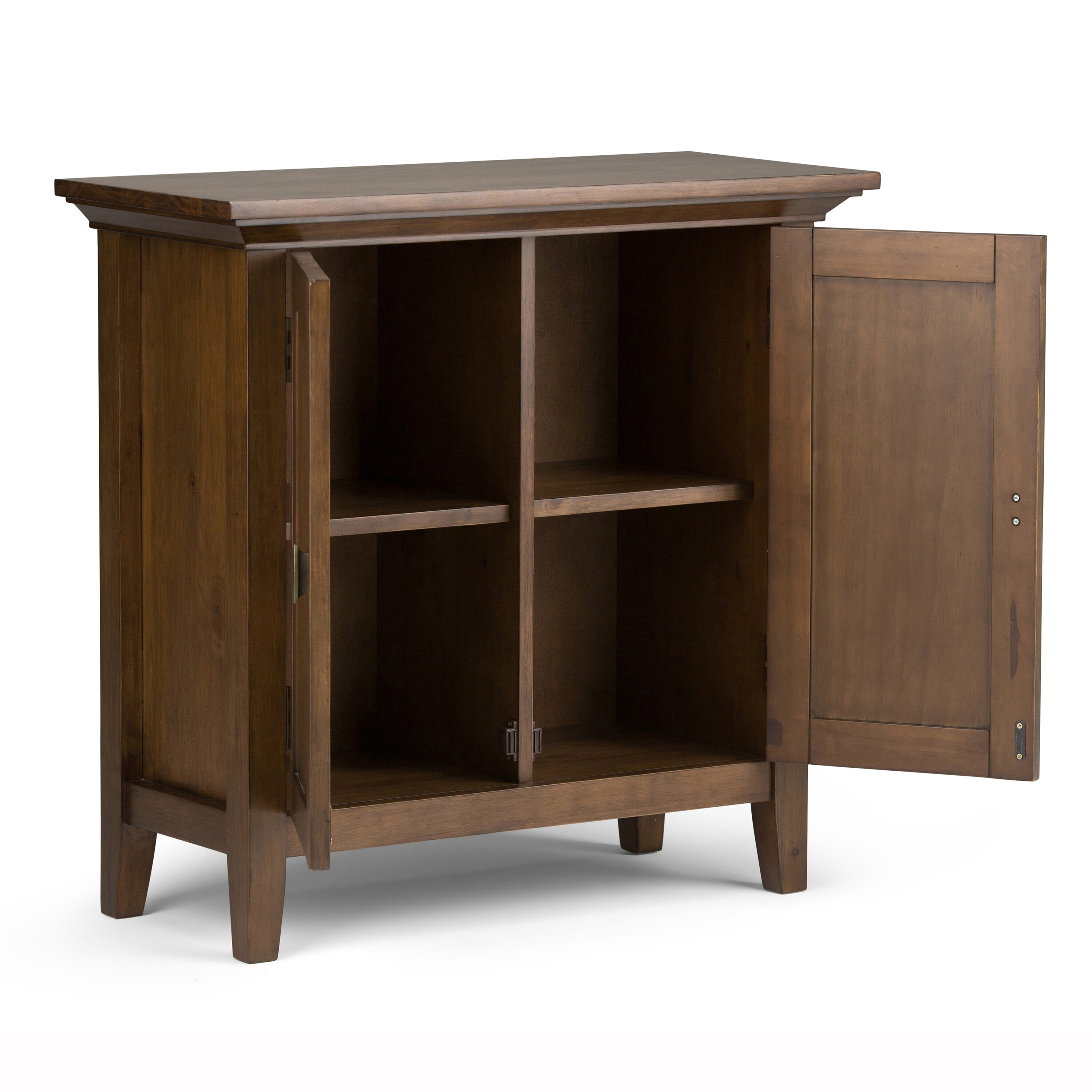 Rustic Natural Aged Brown Solid Hardwood Low Cupboard with Adjustable Shelving