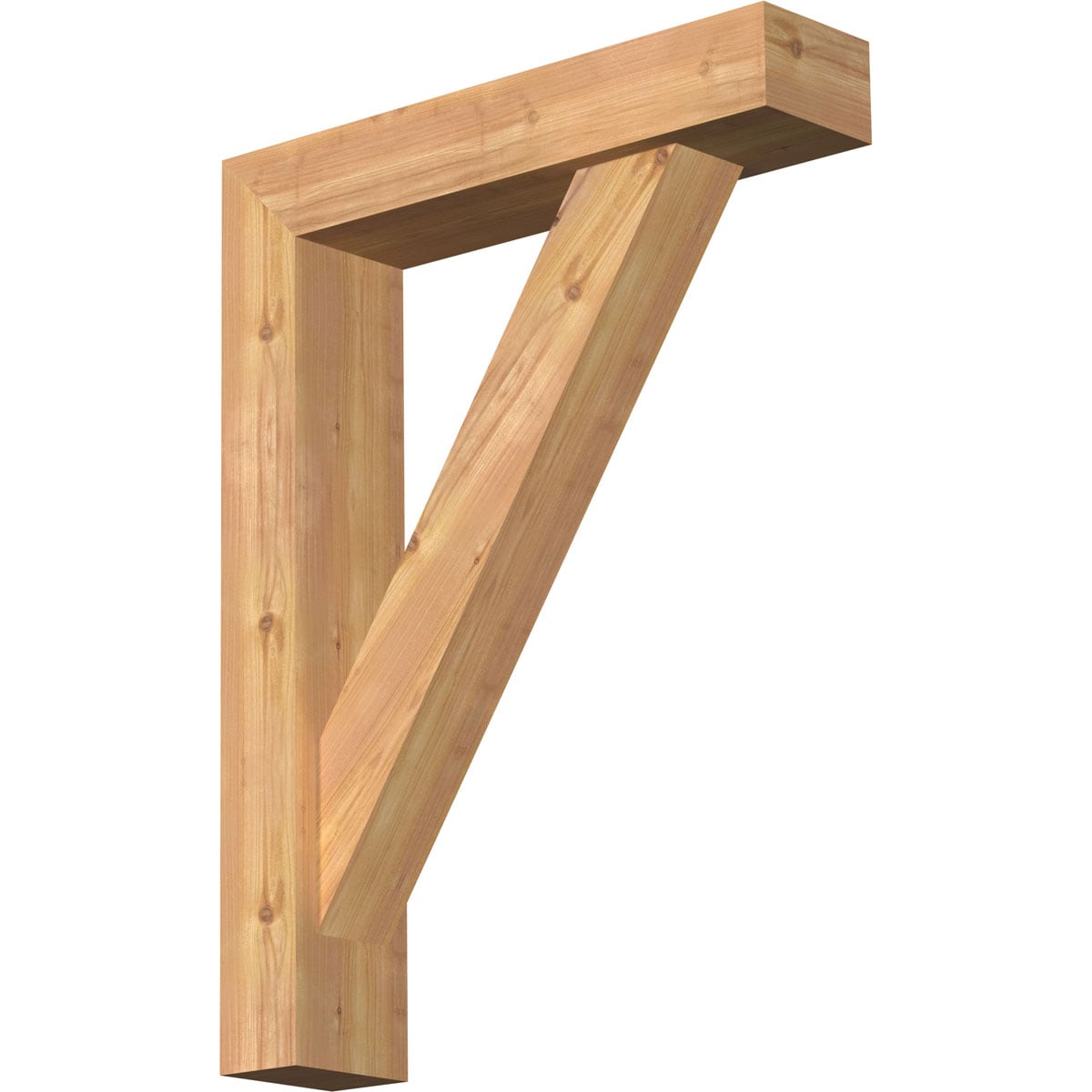 Ekena Millwork 1464847 Traditional Block Smooth Bracket with Offset Brace 5-1/2-in x 24-in x 32-in Western red cedar Brown Wood Standard bracket