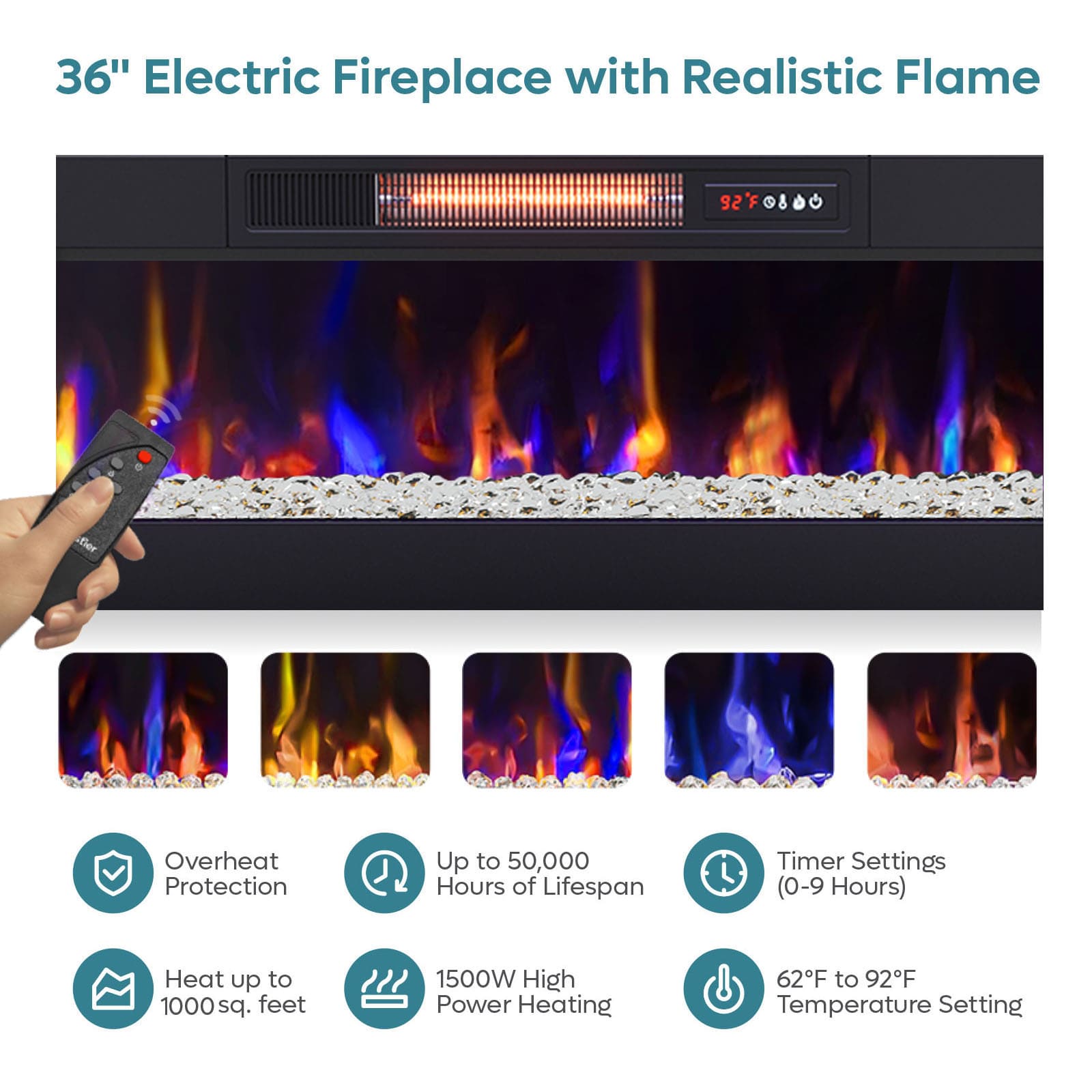 Bestier LOW-L104118FP-WHBE Electric-Fireplaces - View #6