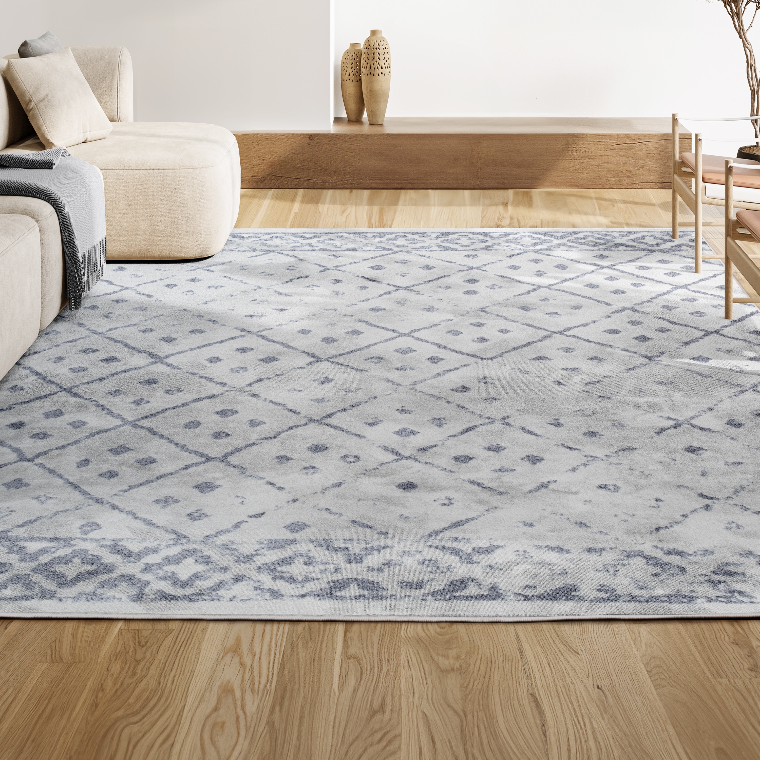Juba 8' x 10' Gray Diamond Synthetic Area Rug