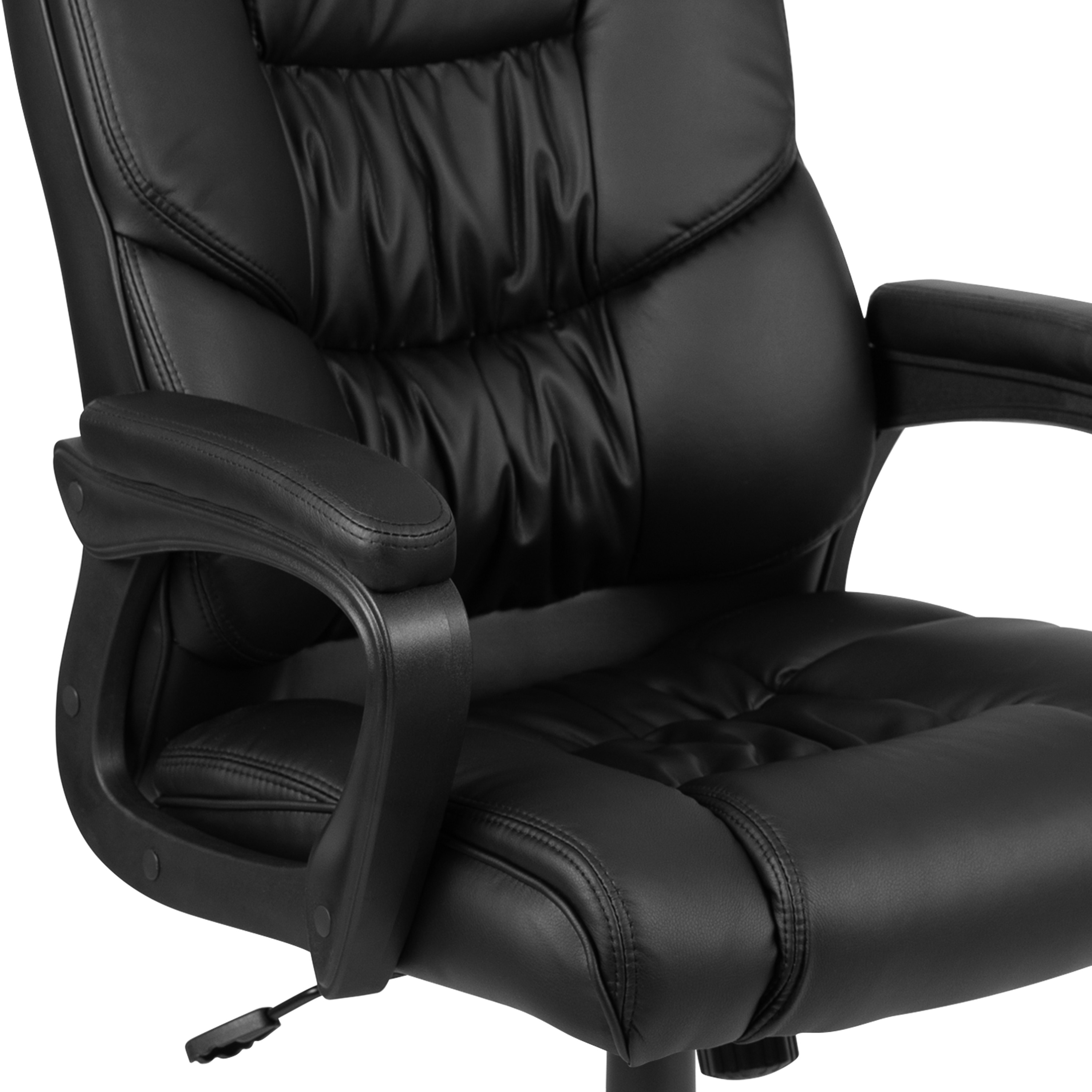 Ergonomic High-Back Black Leather Swivel Office Chair with 360° Swivel