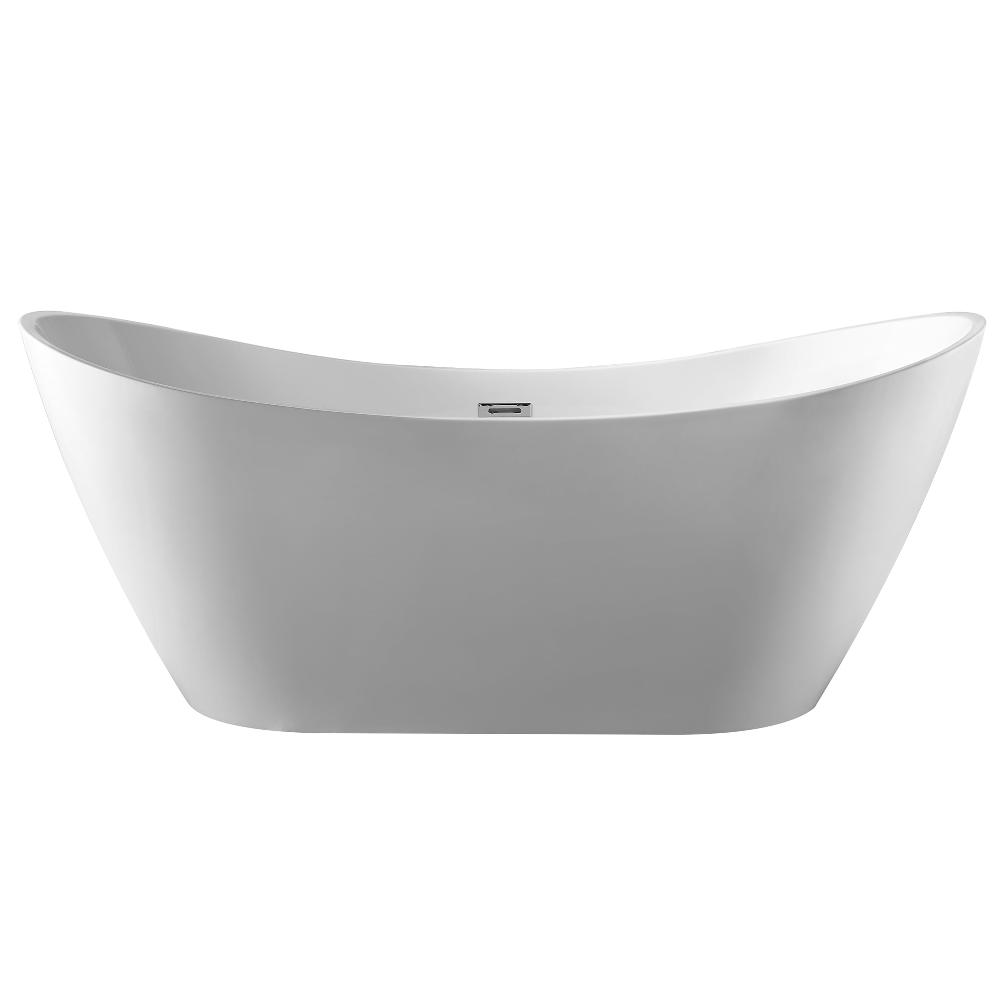 White Acrylic 71" Freestanding Soaking Bathtub with Chrome Drain