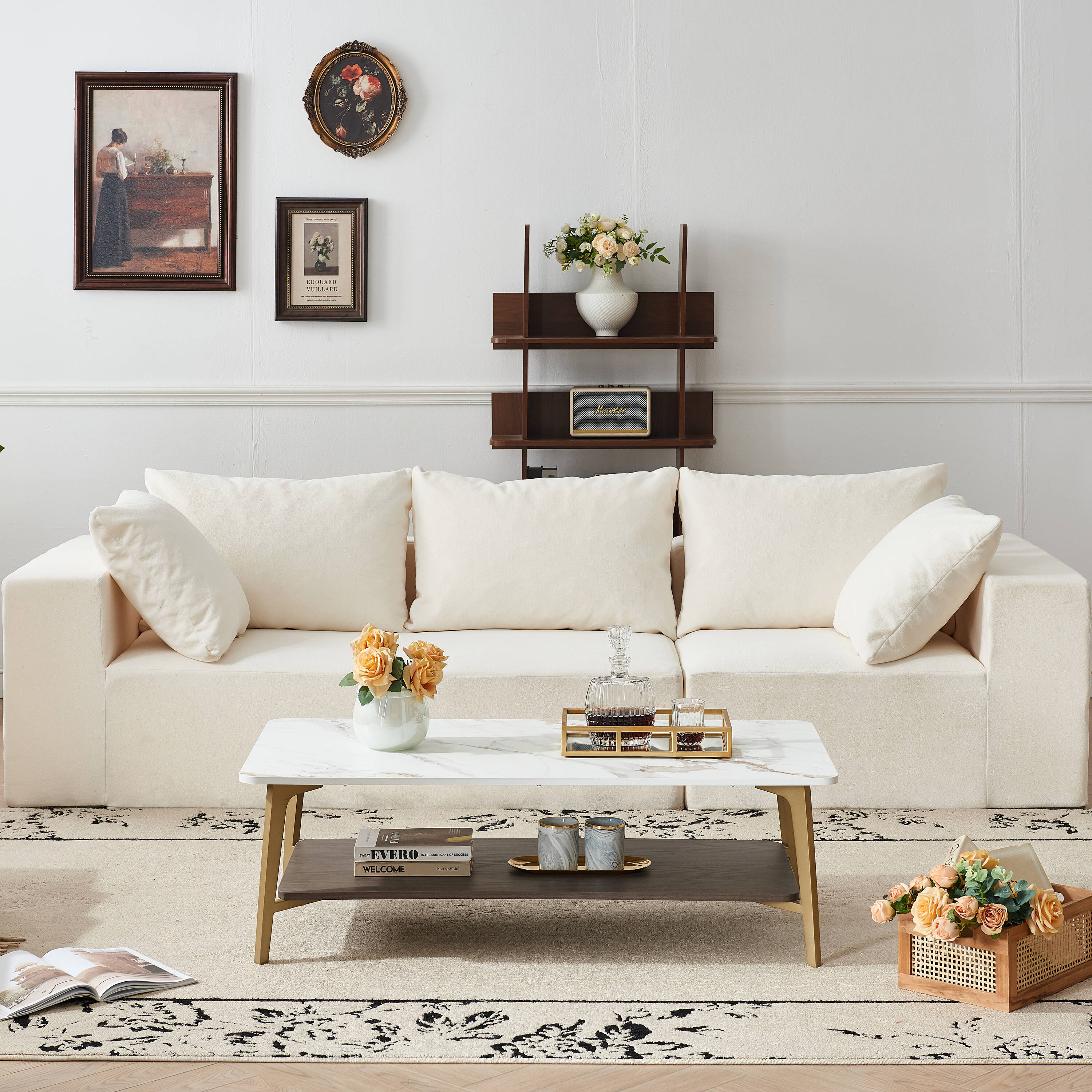 Dimakai Modern Wood White Acacia 47.24-in W x 15.74-in H Coffee Table