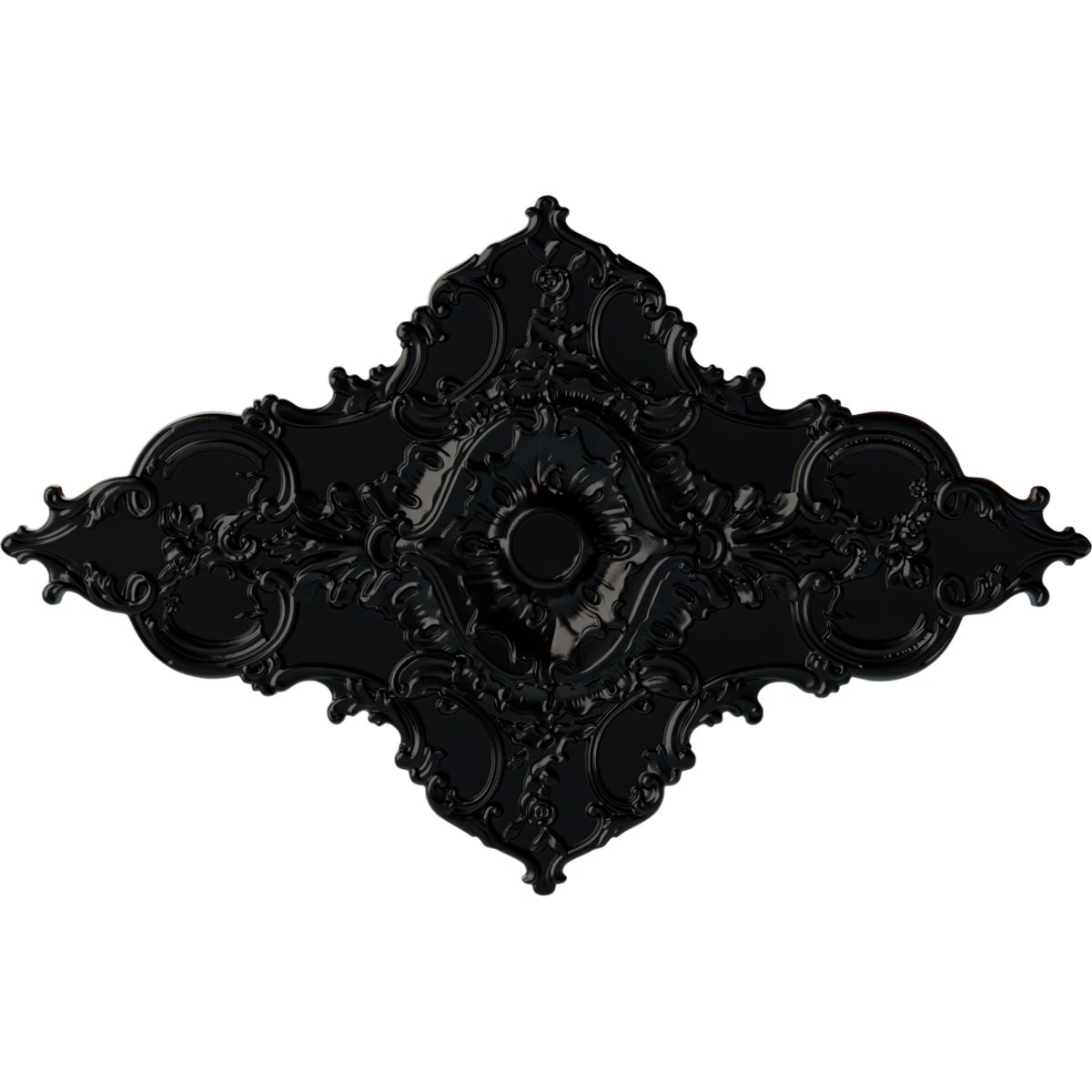Ekena Millwork CM70X43MLBLF Melchor Diamond 67.25-in W x 43.325-in L Painted Jet Black Polyurethane Whole Ceiling Medallion