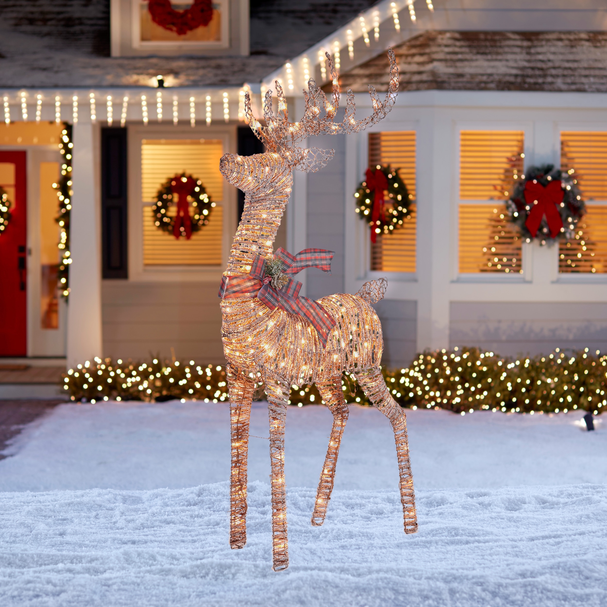 Holiday Living 60-in Deer Yard Decoration with Clear Incandescent ...