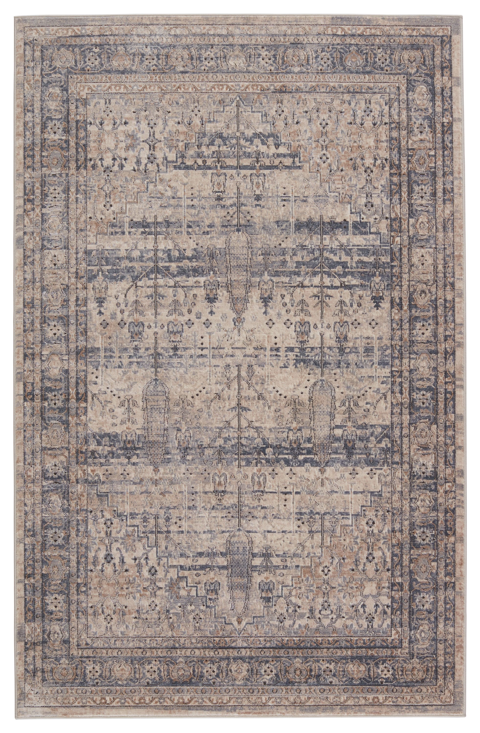 Athenian Tristdan 6'5" x 9'6" Blue and Tan Transitional Area Rug