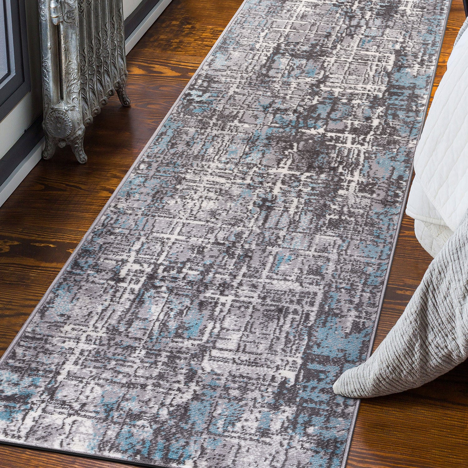 World Rug Gallery 2100BLUE2X7 2 x 7 (ft) Loomed Polypropylene Blue Rectangular Indoor Distressed/Overdyed Runner rug