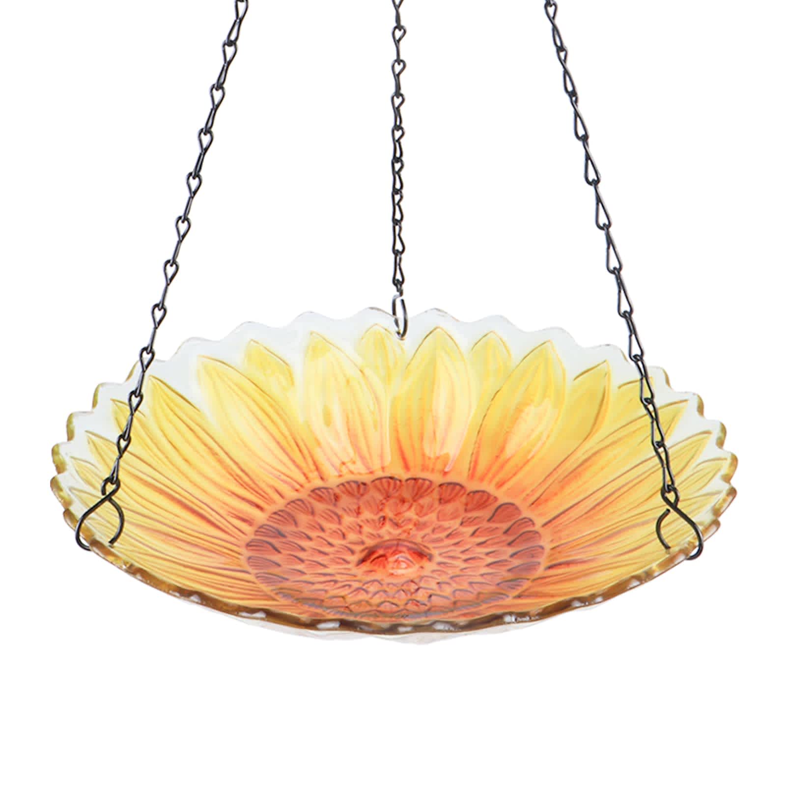 Aoibox  1 Piece Hanging Bird Bath Sunflower Glass Birdbath and Birdfeeder 11 Inch Water Ripple Rim for Garden Yard Patio Outdoor Decor