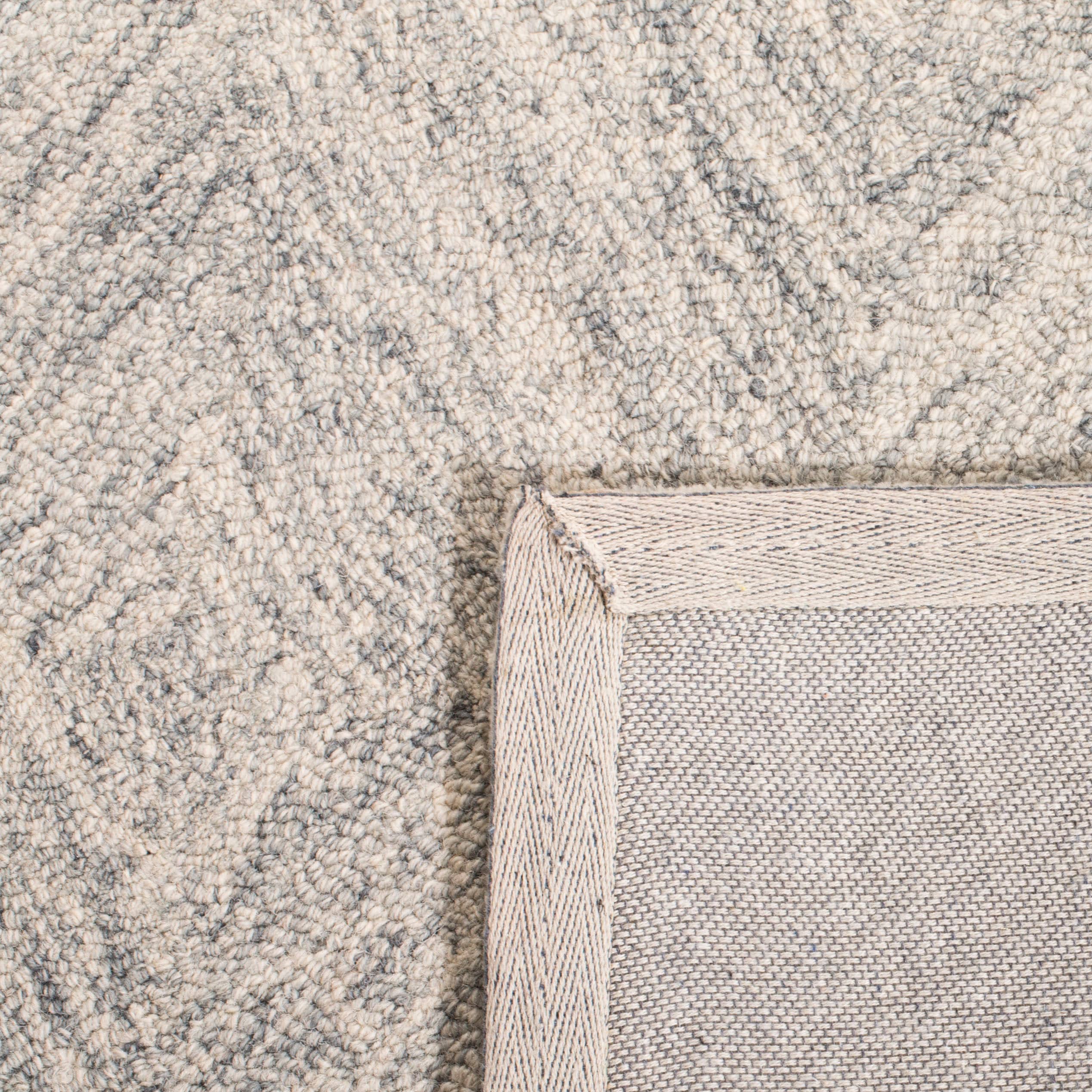 Gray Hand-Tufted Wool and Viscose Geometric Runner Rug