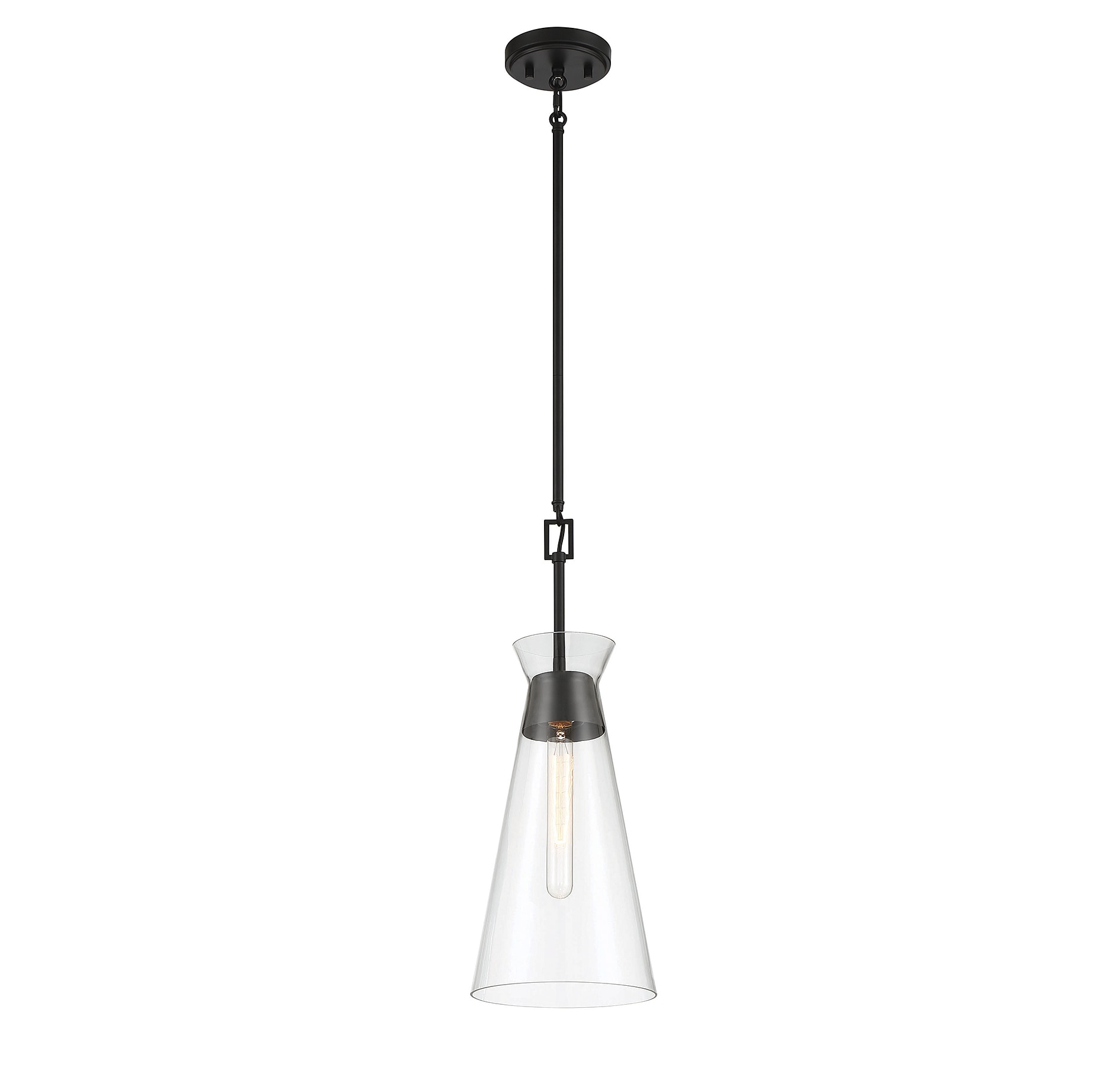 Matte Black Mid-Century Modern Glass Pendant Light