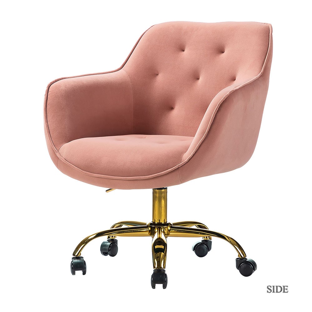 14 Karat Home OFDT0092-PINK Pink Contemporary Ergonomic Adjustable Height Swivel Polyester Executive Chair