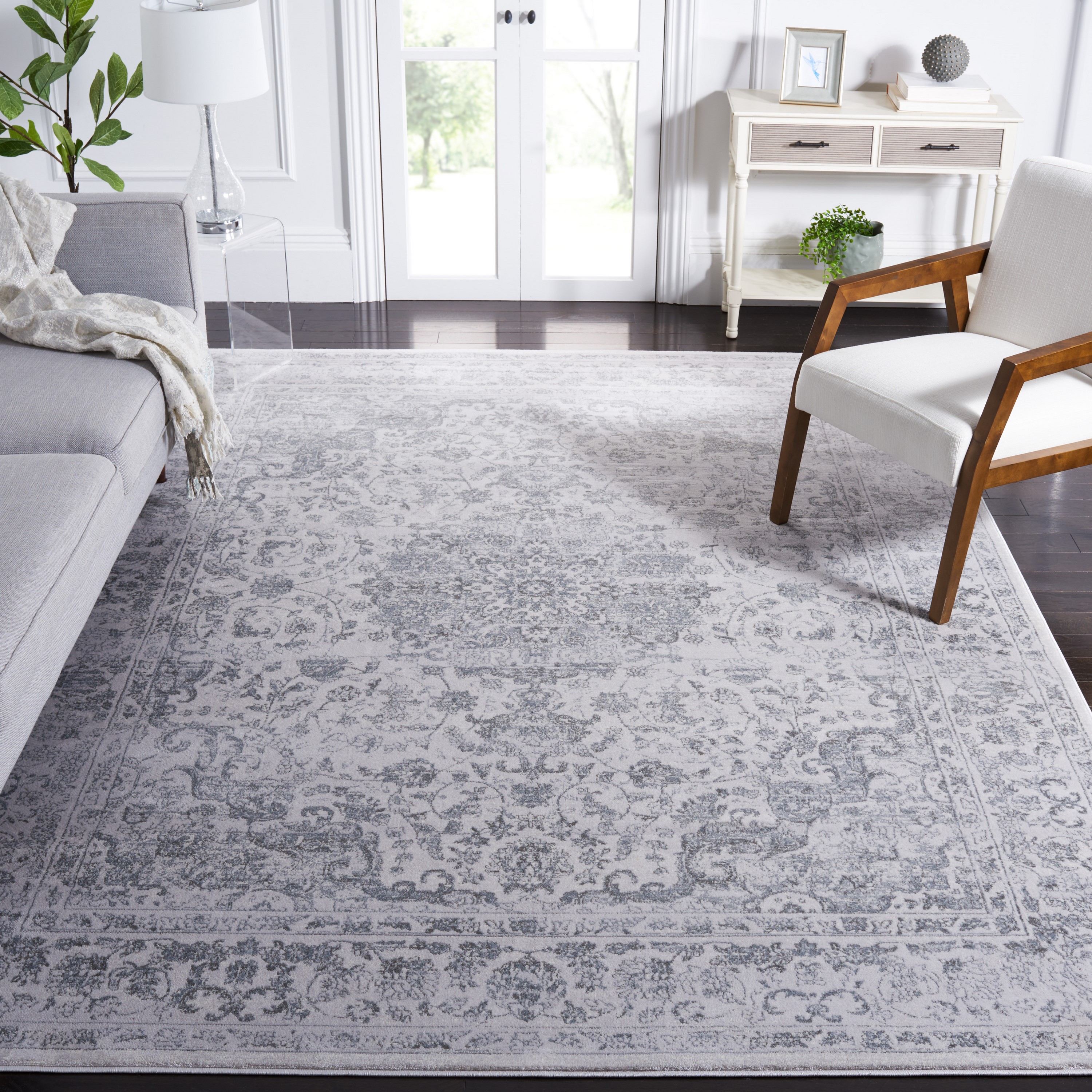 Safavieh CNG631K-8 Carnegie Calista 8 x 10 (ft) Loomed Polypropylene Cream/Dark Gray Rectangular Indoor Floral/Botanical French Country Area rug