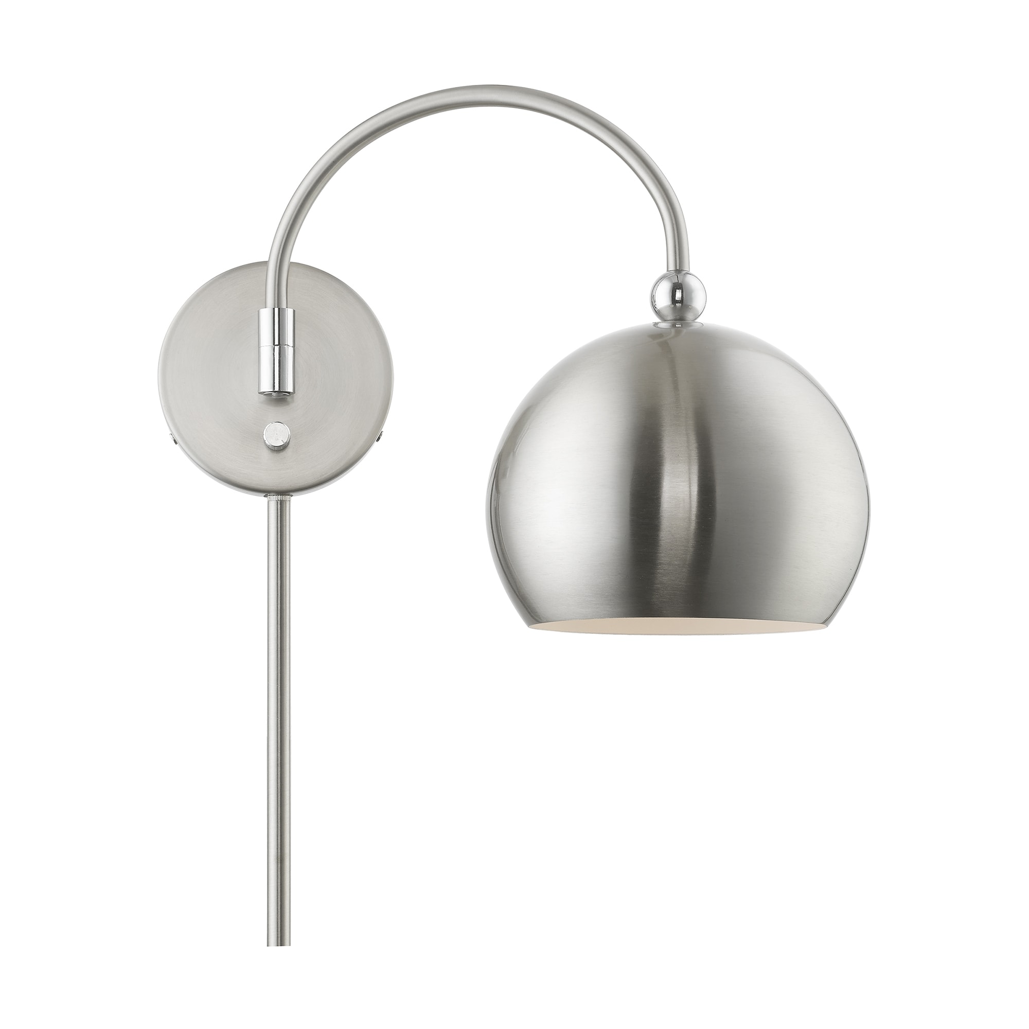 Stockton Modern Swing Arm Wall Lamp in Brushed Nickel with Polished Chrome