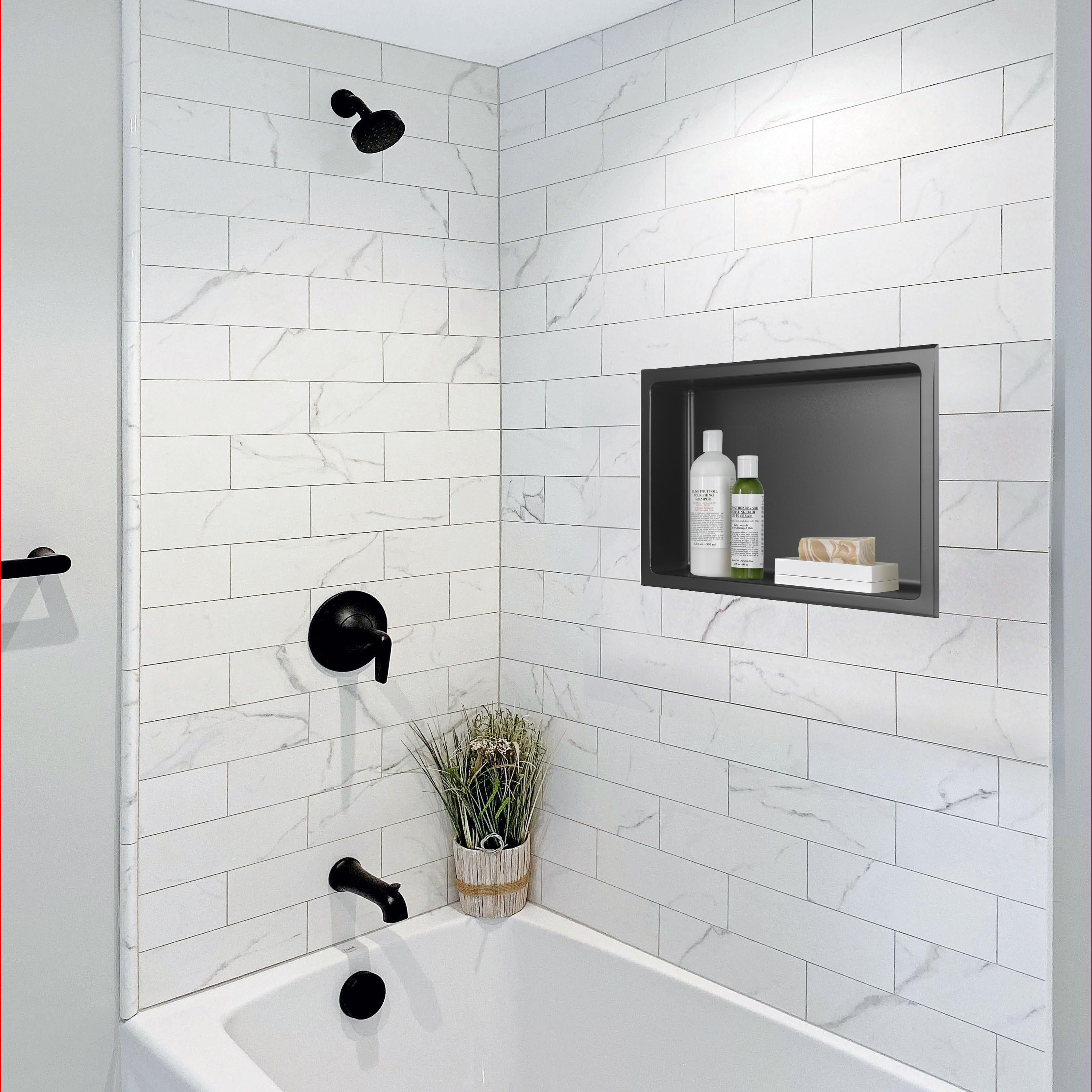 AKDY 16-in x 12-in Matte Black Stainless Rectangular Shower Niche in the Shower  Shelves & Accessories department at