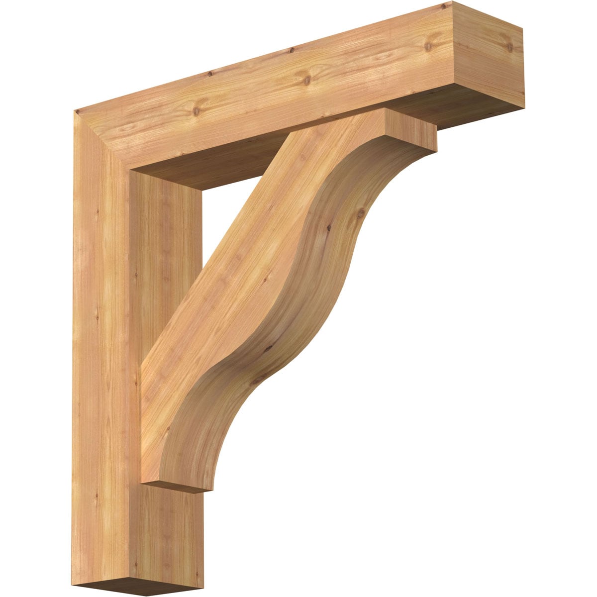 Ekena Millwork 1462393 Funston Block Smooth Bracket with Offset Brace 7-1/2-in x 34-in x 34-in Western red cedar Brown Wood Standard bracket