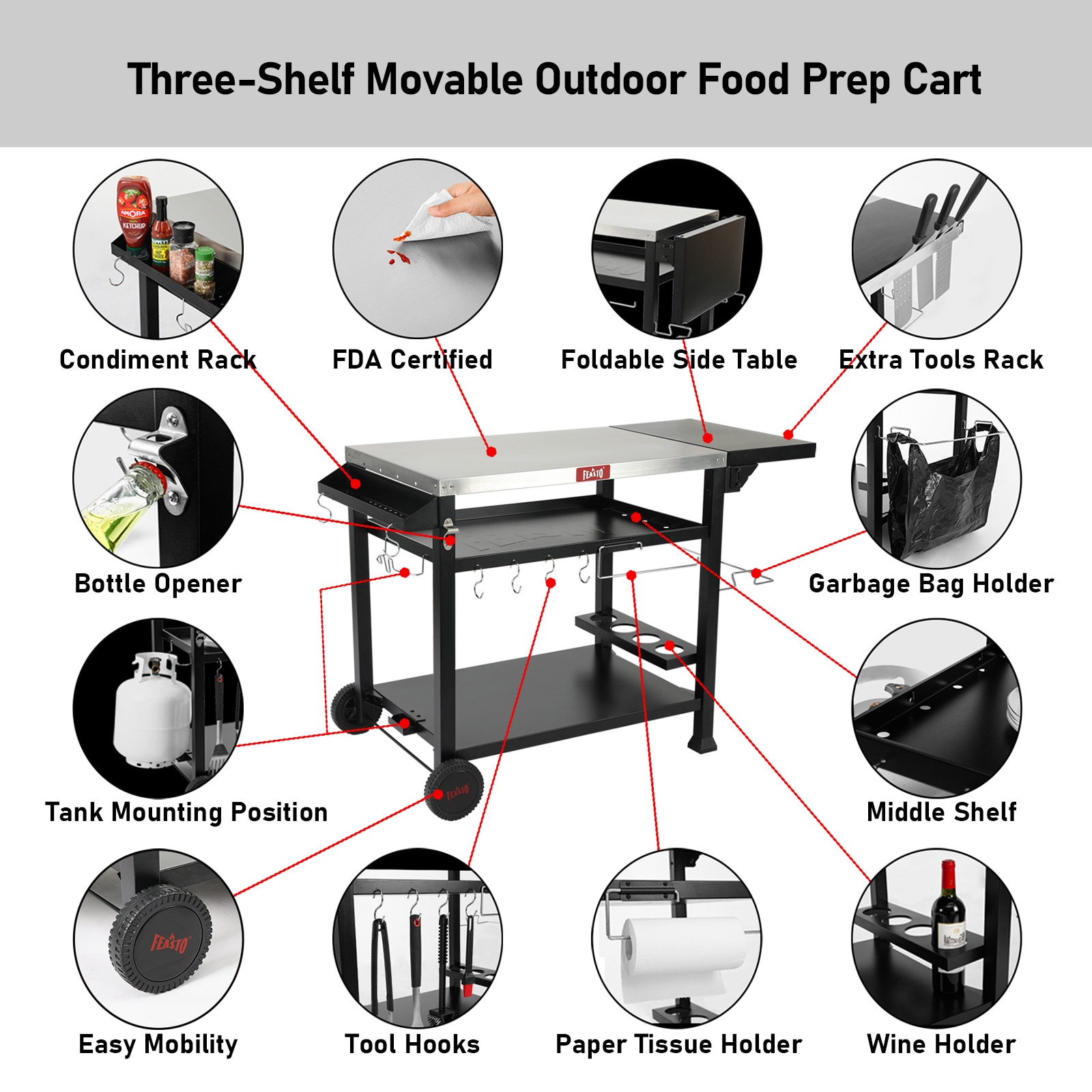 Feasto 845001L Grill-Carts-Grill-Stands - View #6