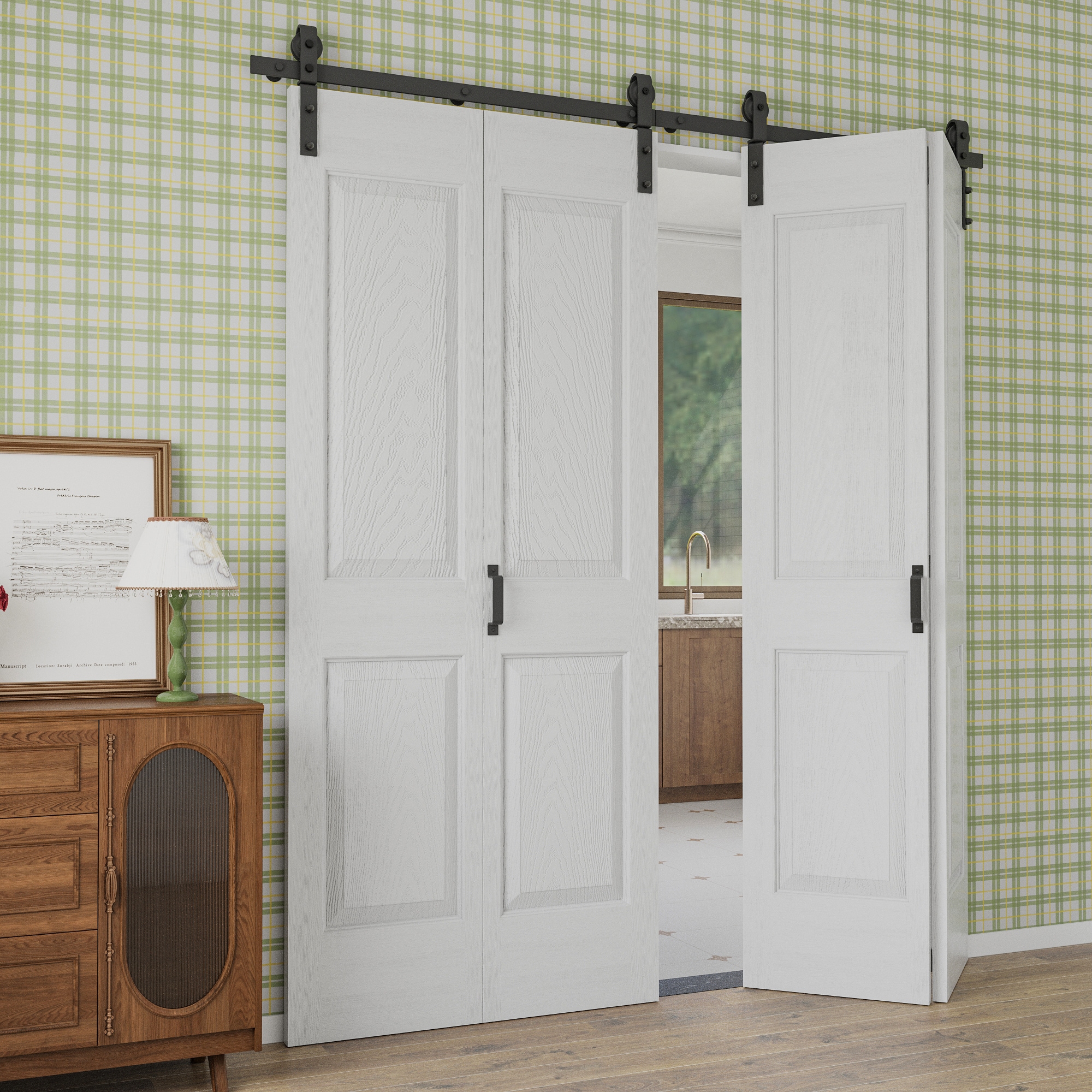 AINLARRY 48-in x 84-in White 4-panel Smooth Hollow core
