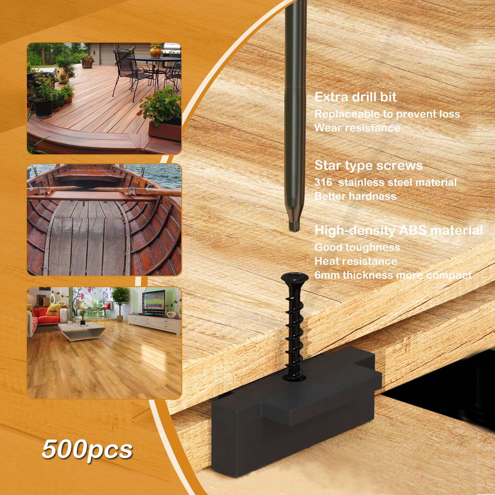 Etokfoks ABS Black Hidden Deck Fasteners Stainless Steel Nails ...