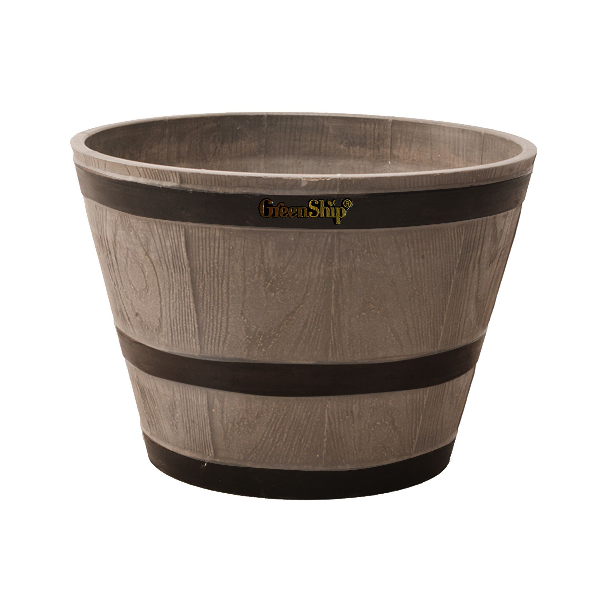 Greenship S-11P38T Round 11.8-in W Large Brown Resin Indoor/Outdoor Planter