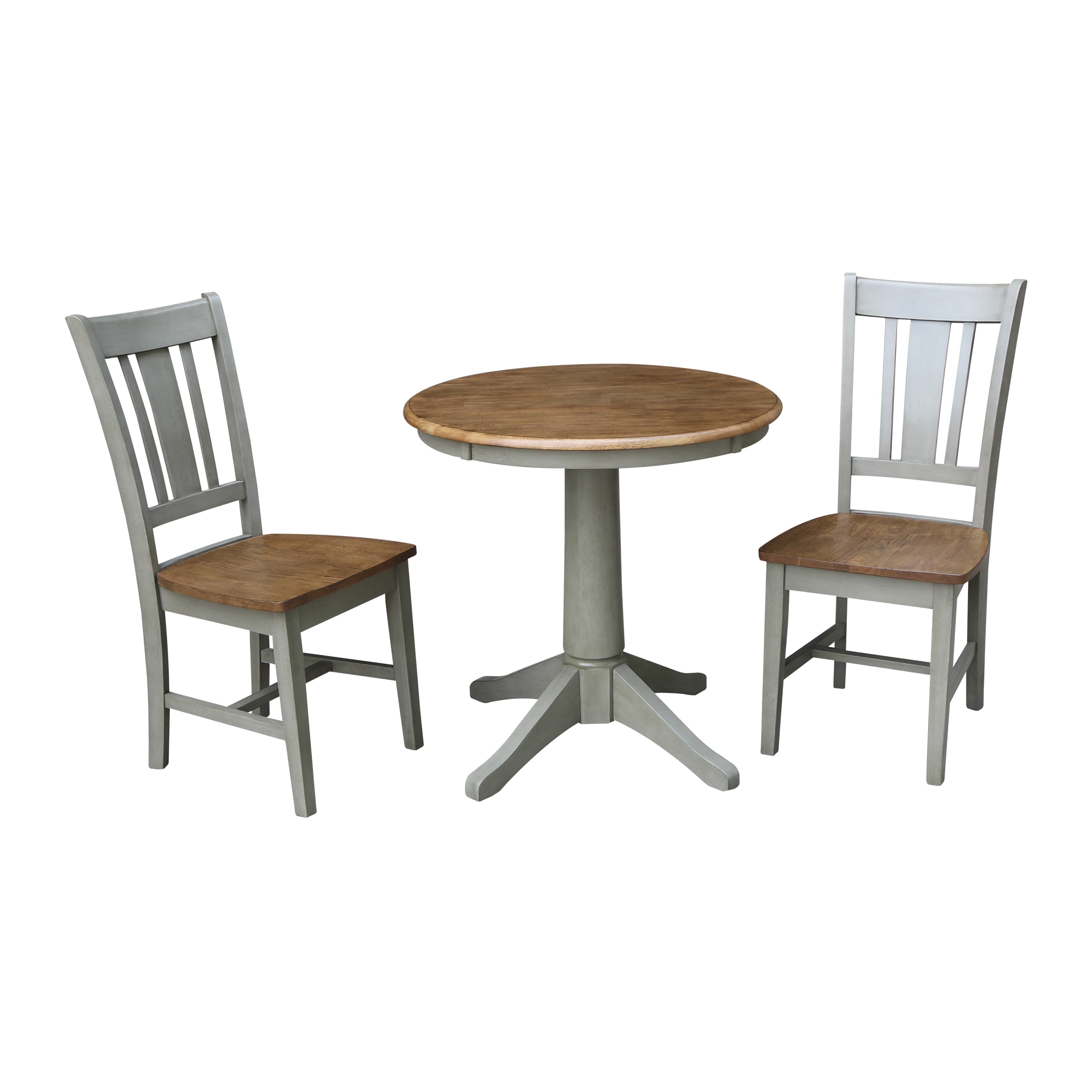 International Concepts K41-30RT-27B-C10-2 Distressed hickory/stone Casual Dining Room Set with Round Table ( Seats 3 )