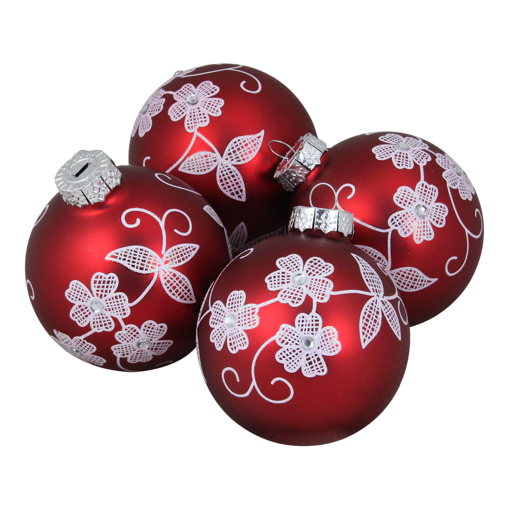 Northlight 32614127 4 -Pack Red Ball Standard Indoor Ornament set