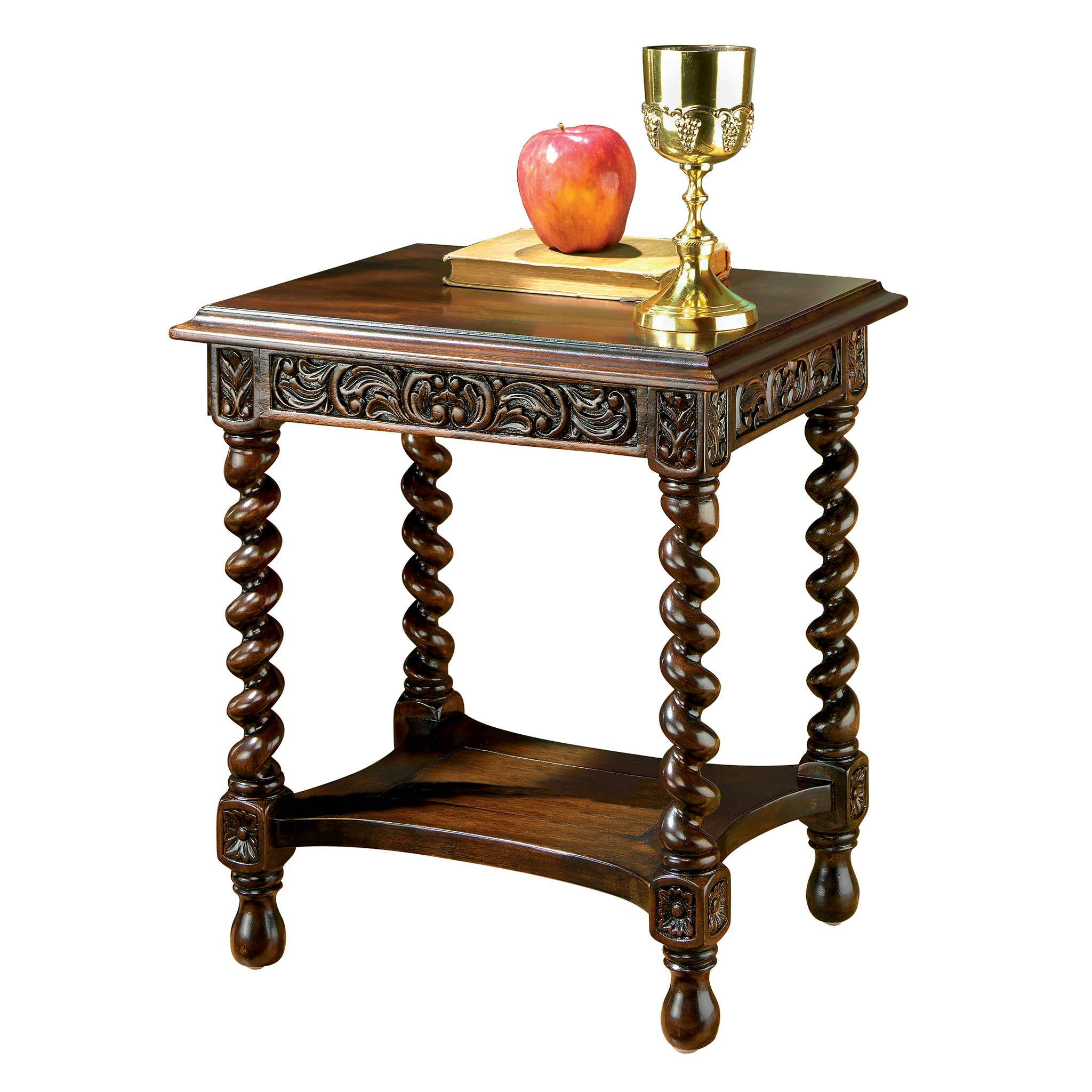 Design Toscano AF57258 16-Inches W x 18-Inches H Walnut Wood Square Craftsman End Table Assembly Required