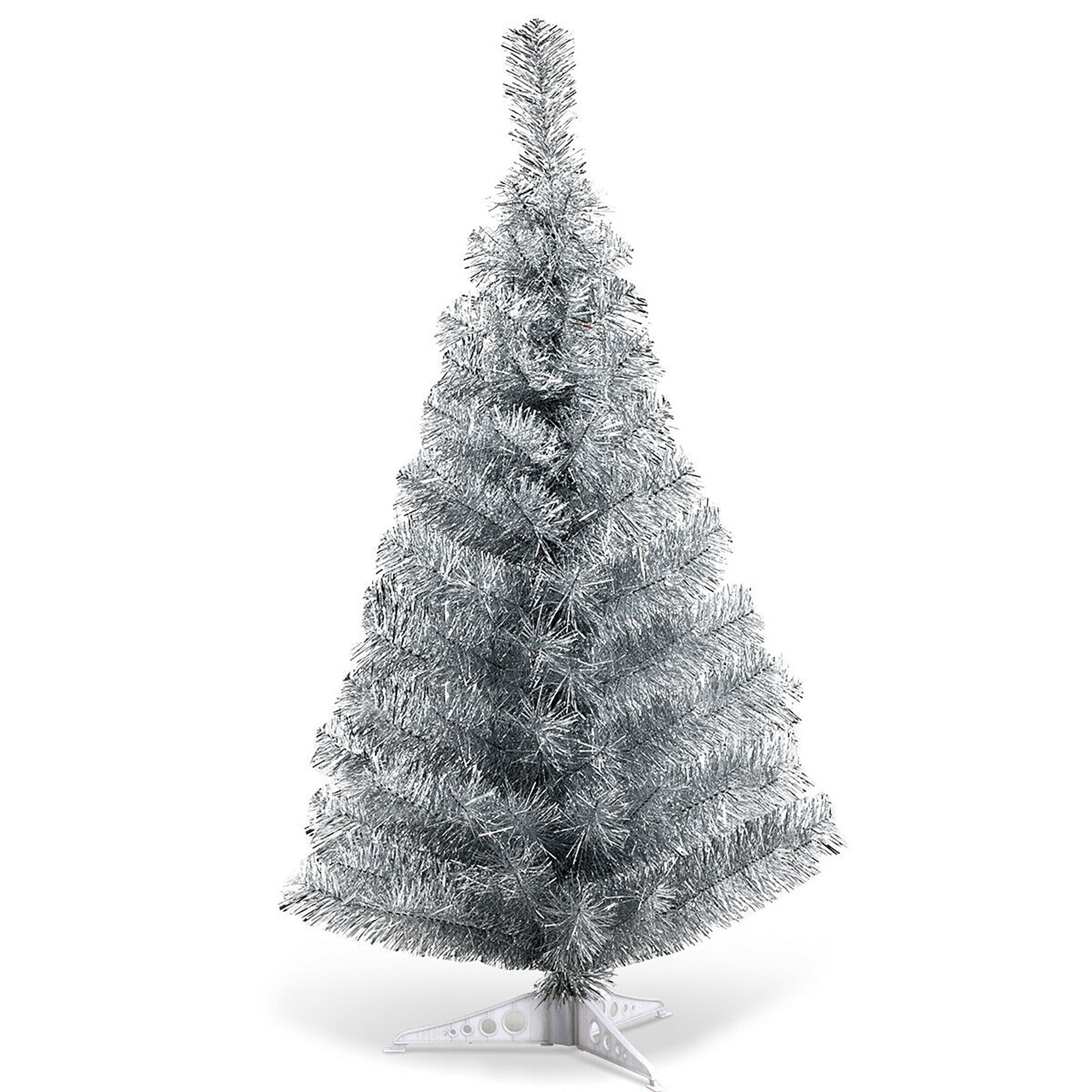 Forclover 3-ft Tinsel Pencil Silver Artificial Christmas Tree in