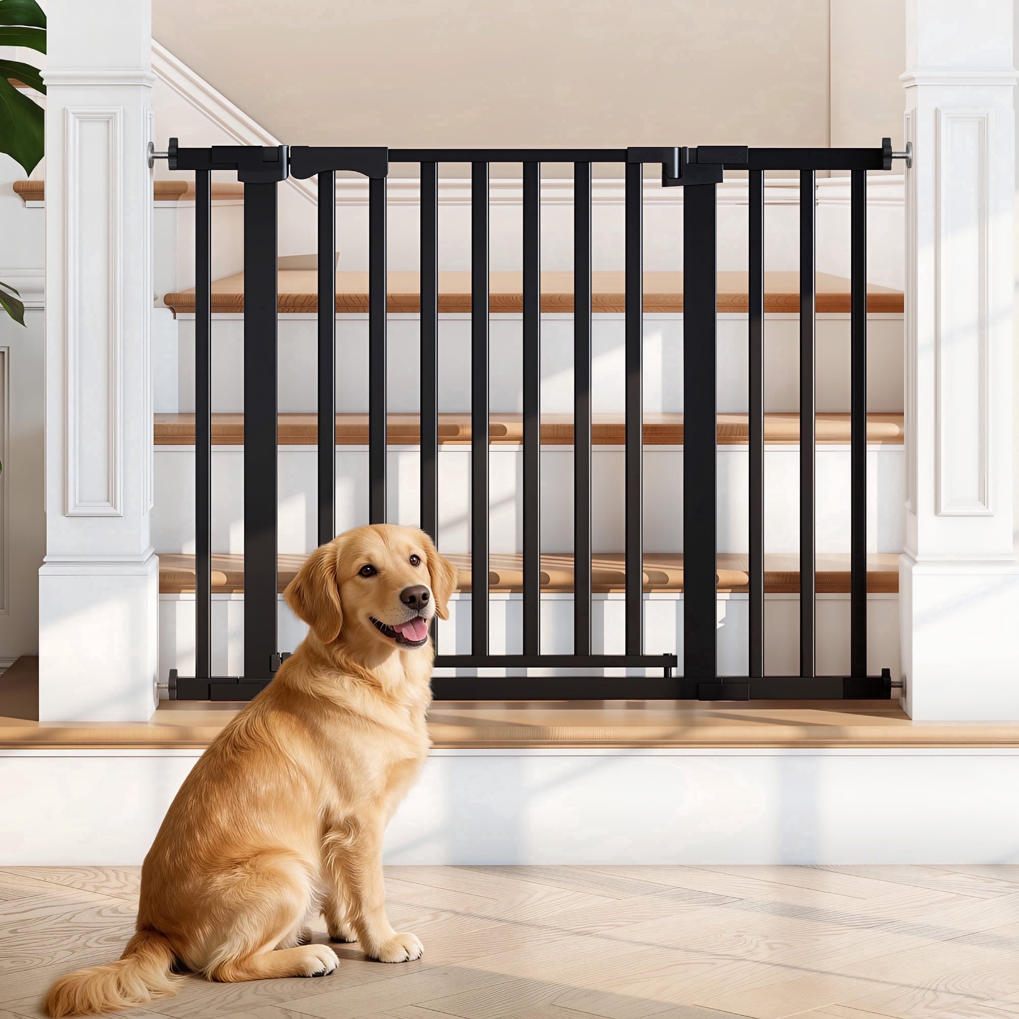 SUGIFT 30-in Extra Tall Baby Gate for Doorway Auto Close Pet Gate Dog Gate 30-in to 43-in Wide Pressure Mounted Black
