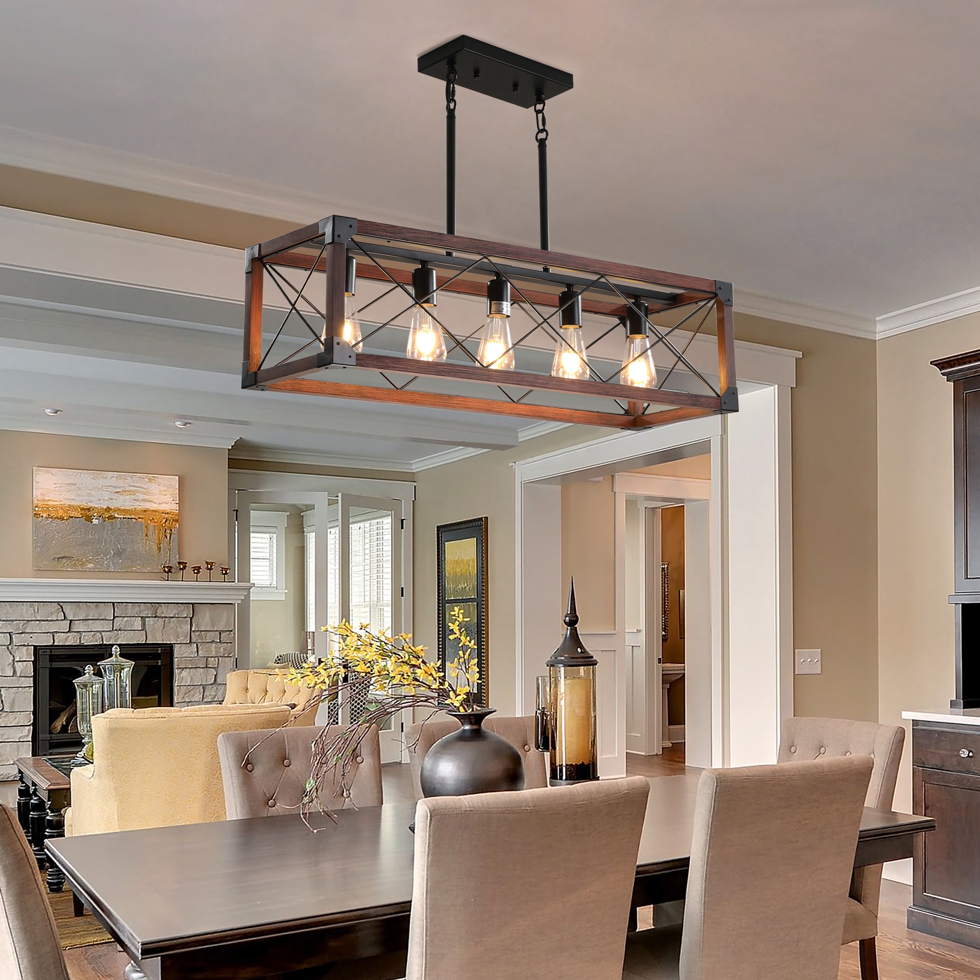Medunjess Lcod 5 -Light Black Plug-in/Hardwired Iron Chandelier