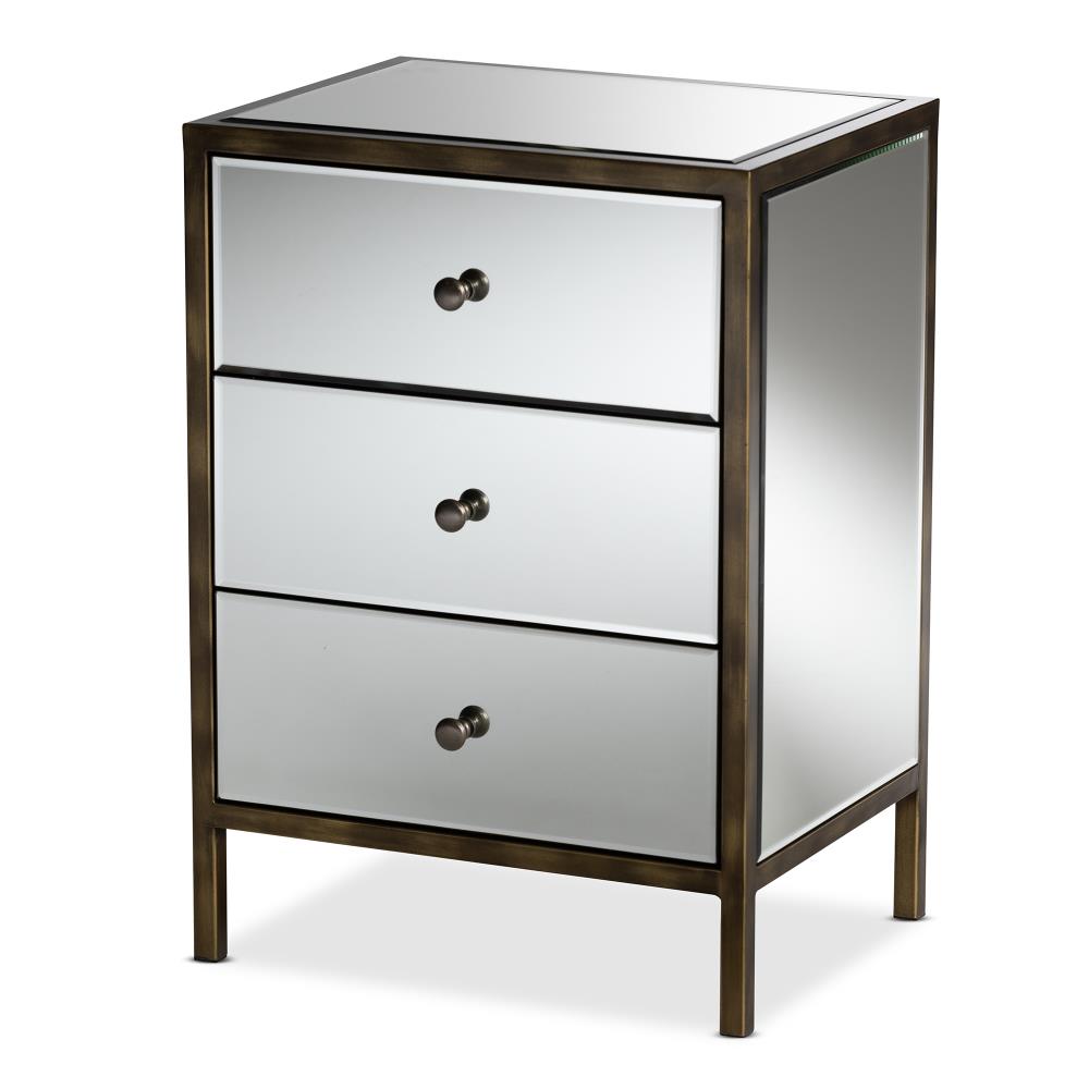 Baxton Studio Nouria Silver Rubberwood Nightstand in the