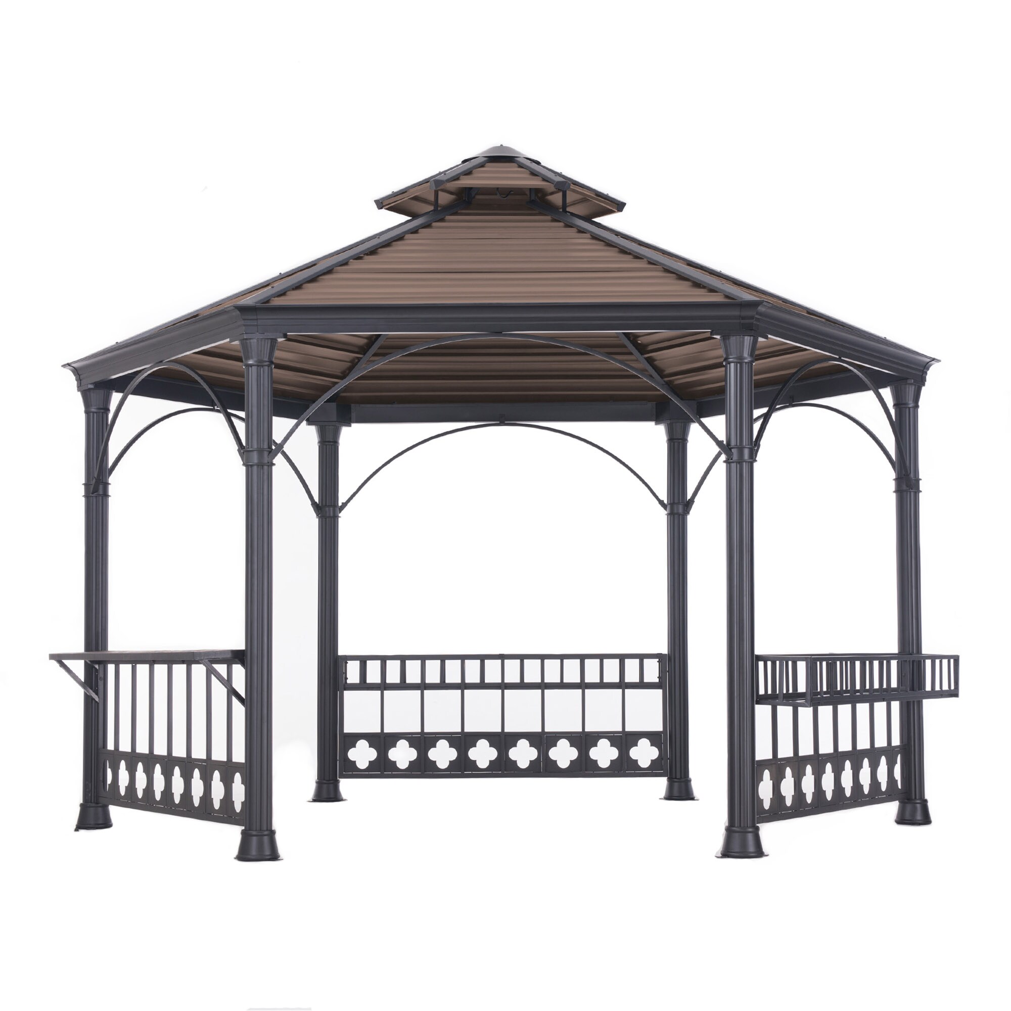 Sunjoy 13.79-ft x 12-ft Hexagon Copper Metal Steel Roof Gazebo at Lowes.com