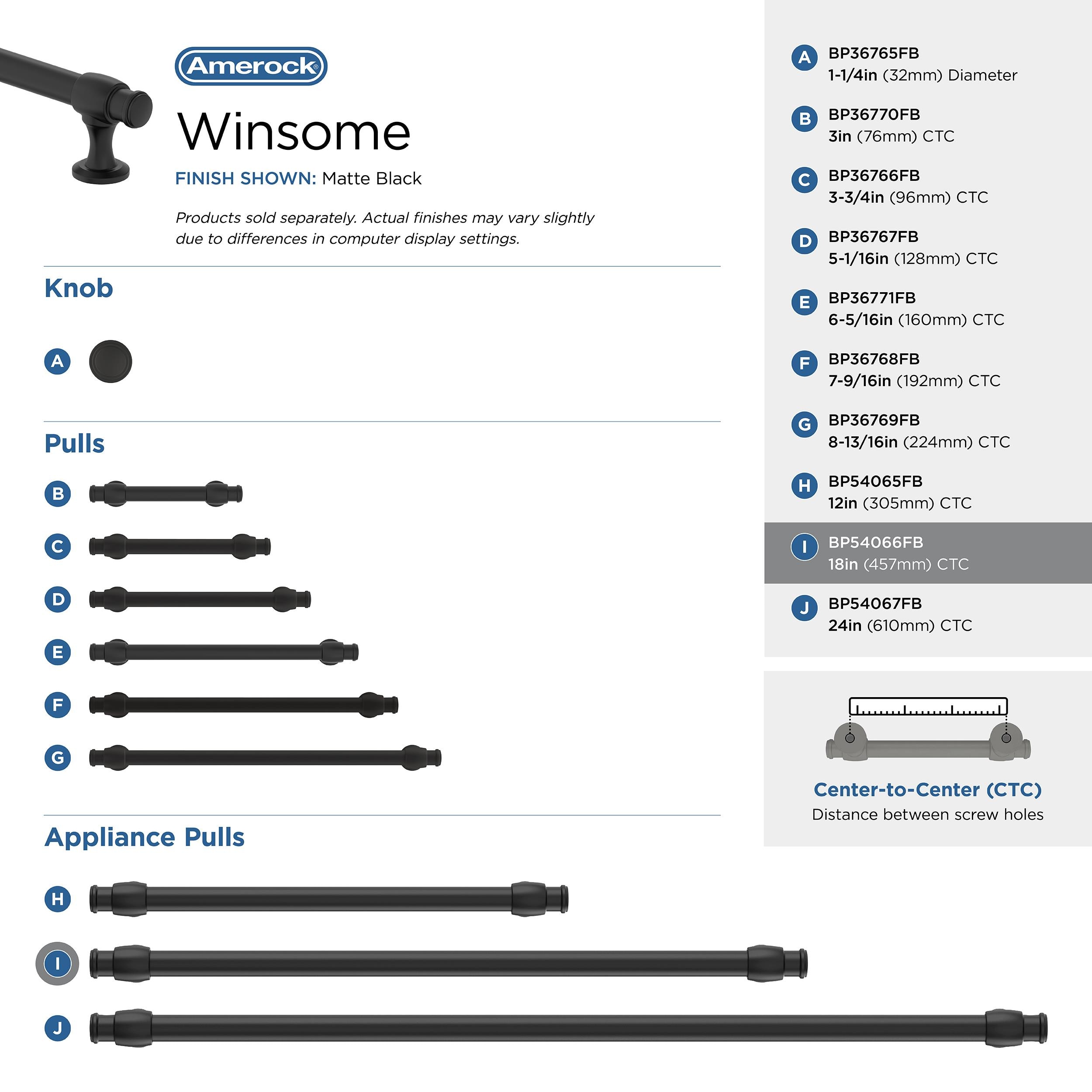 Winsome 18 Inch Matte Black Traditional Appliance Pull