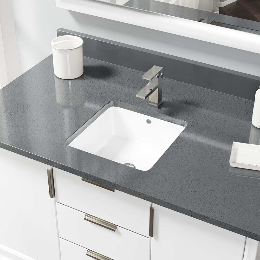 Rene 16 in. Undermount Bathroom Sink in White with Pop-Up Drain in Chrome