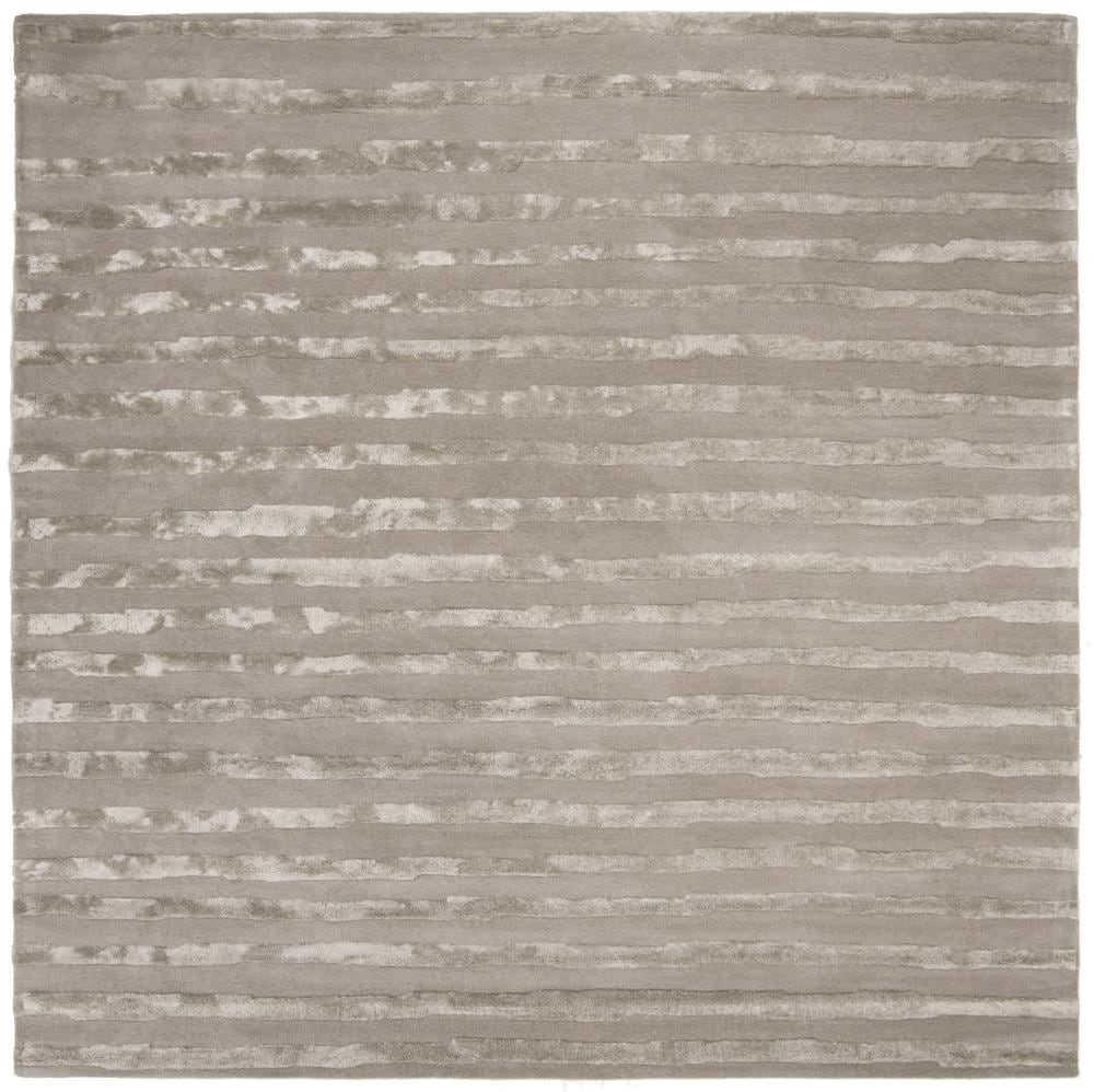 Gray 6' x 6' Square Hand-Tufted Wool and Viscose Area Rug