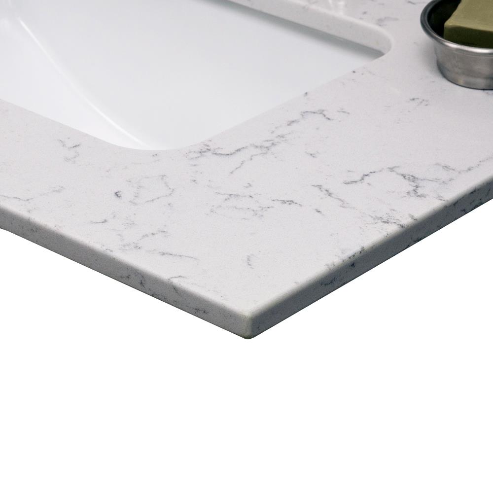 US Marble 61-in Arctic Carrara Quartz Bathroom Vanity Top in the ...