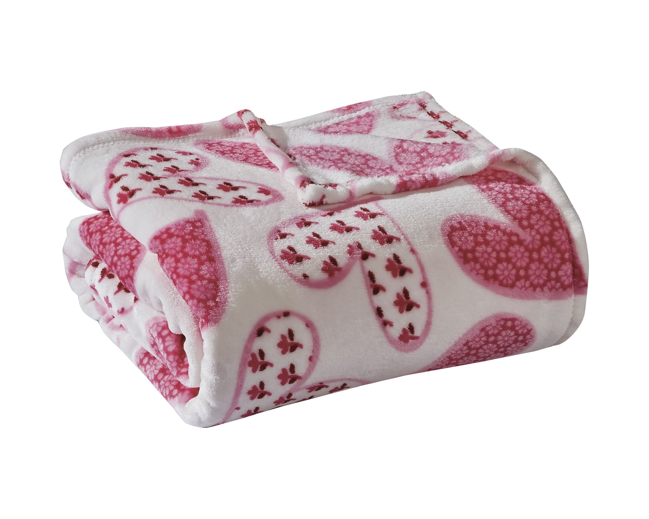KATE AURORA Valentine's Day Floral Hearts Ultra Soft and Plush Accent Throw Blanket 50 In W X 60 In L