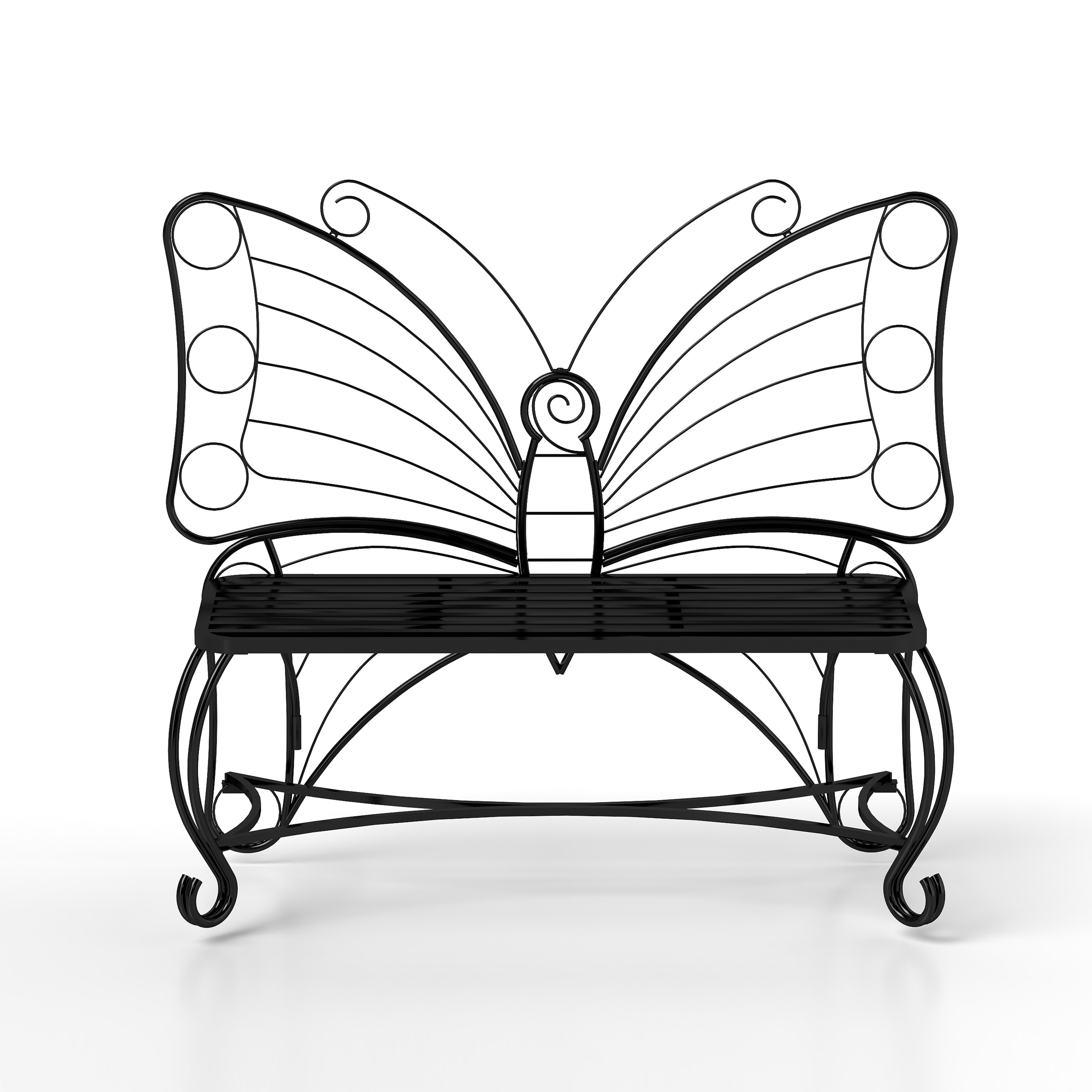 AAZJ BYO-23058 Patio Benches 48.3-Inches W x 42.2-Inches H Black Steel Garden Bench