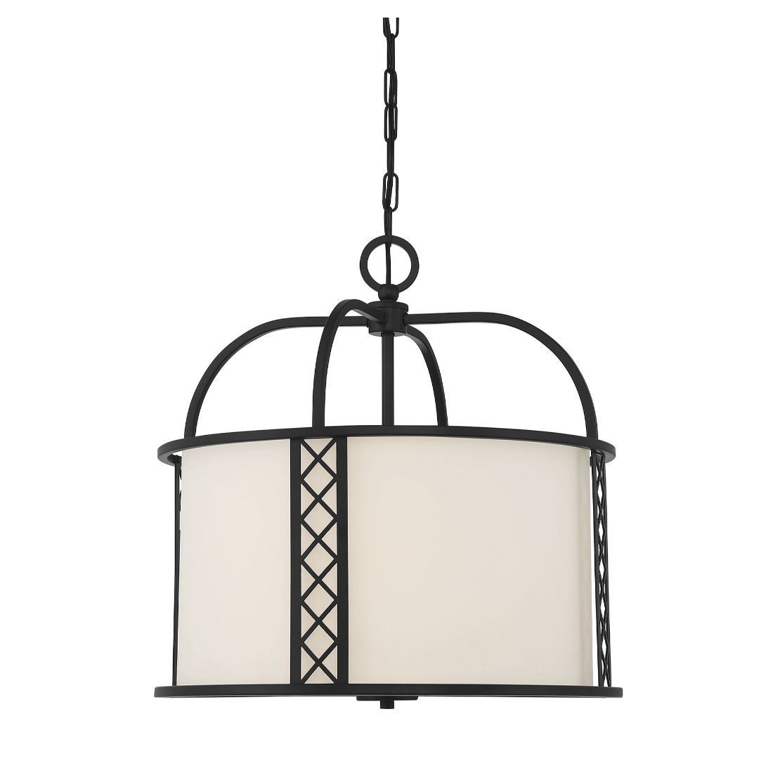 3-Light Matte Black Transitional Drum Hanging Pendant Light at Lowes.com