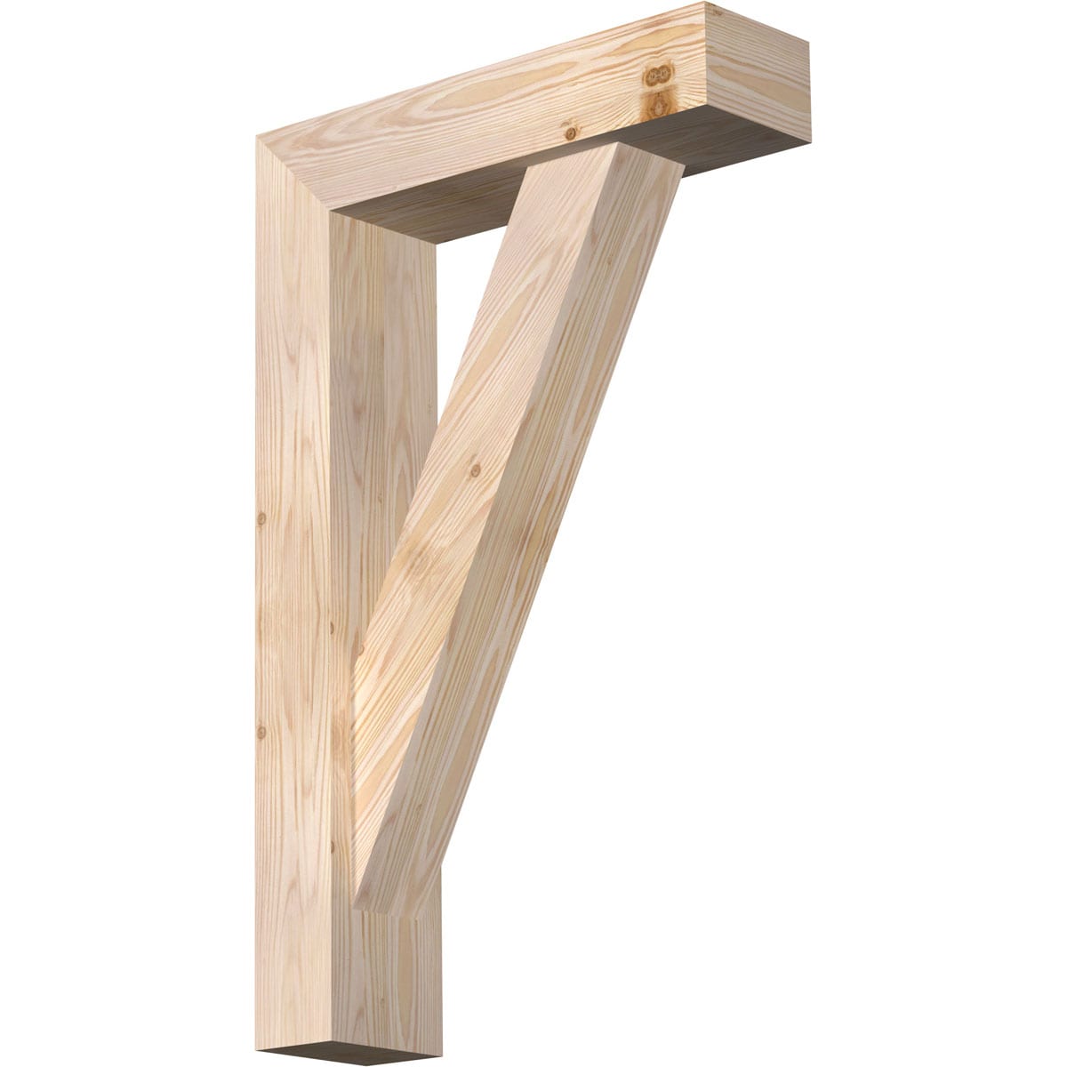 Ekena Millwork 1465040 Traditional Block Smooth Bracket with Offset Brace 5-1/2-in x 20-in x 32-in Douglas fir Brown Wood Standard bracket