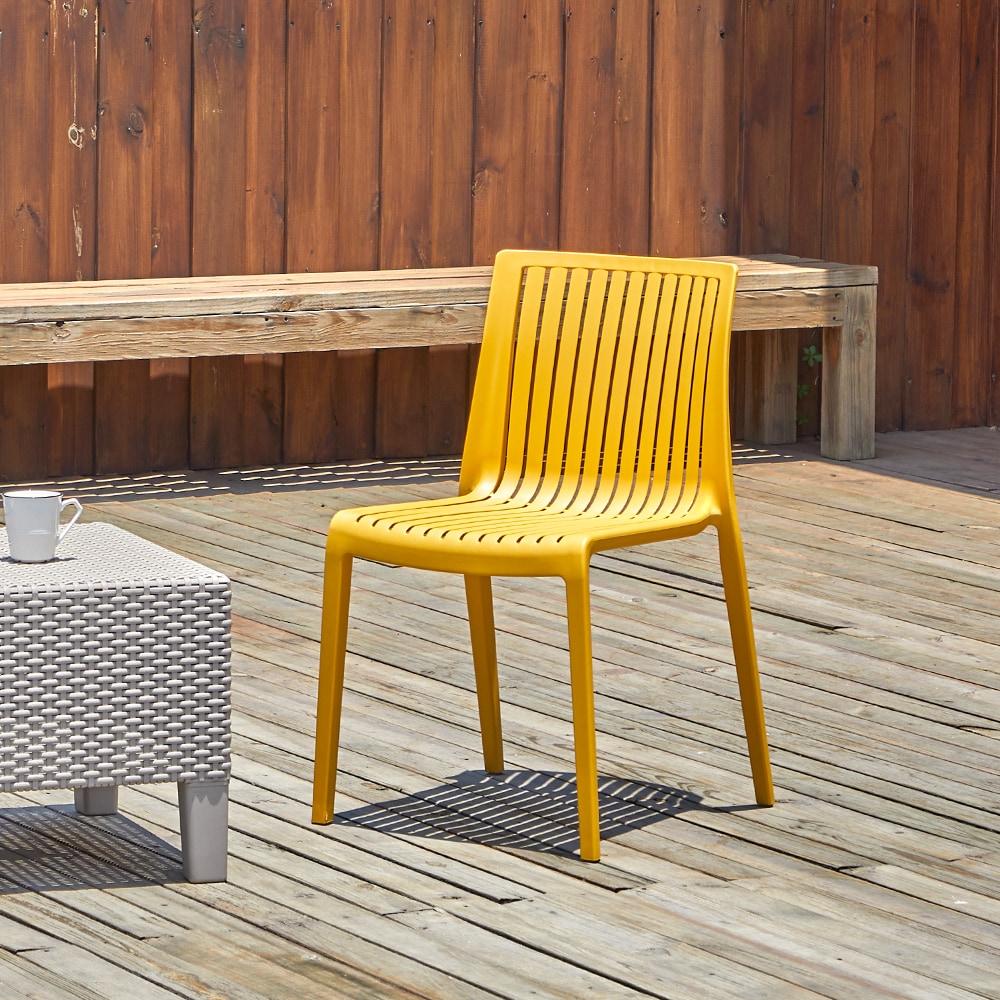 Lagoon 7203YF-BSLGS Milos Set of 2 Stackable Gold Resin Frame Stationary Dining Chair with Solid Seat