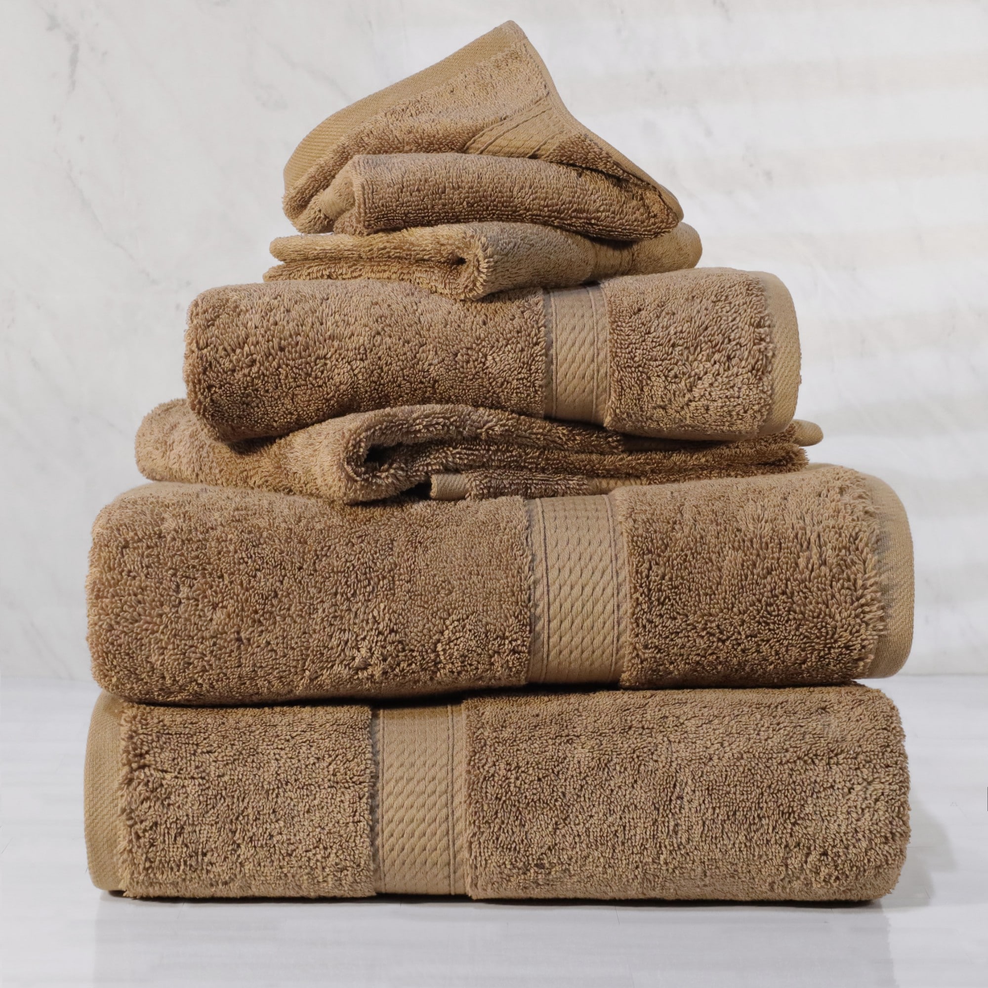 Superior Egyptian Cotton Pile Plush Heavyweight Absorbent Luxury Soft 6-Piece Towel Set