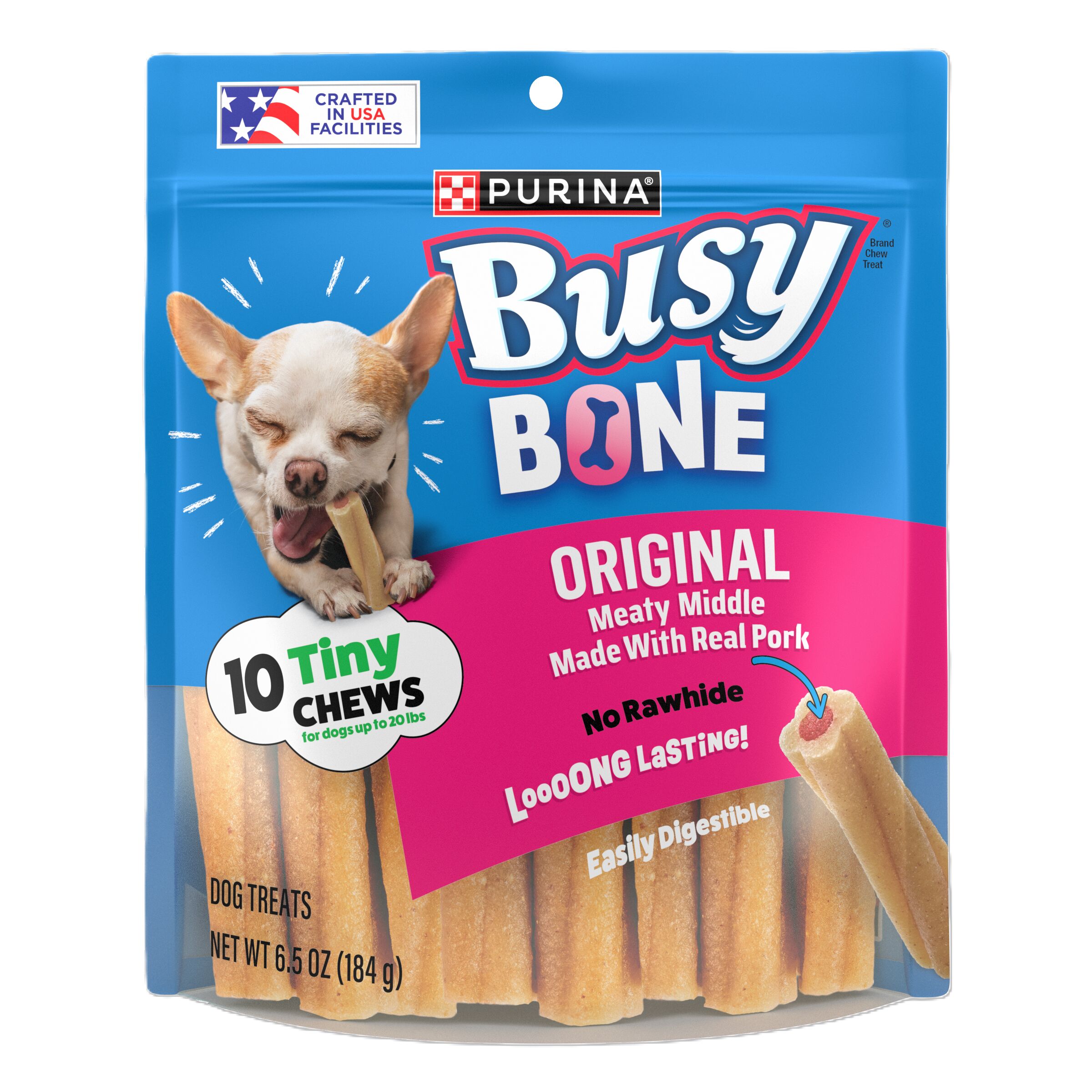 Purina Busy Bone Rawhide chews for Dog Pork Flavor 6.5 Ounce(s)