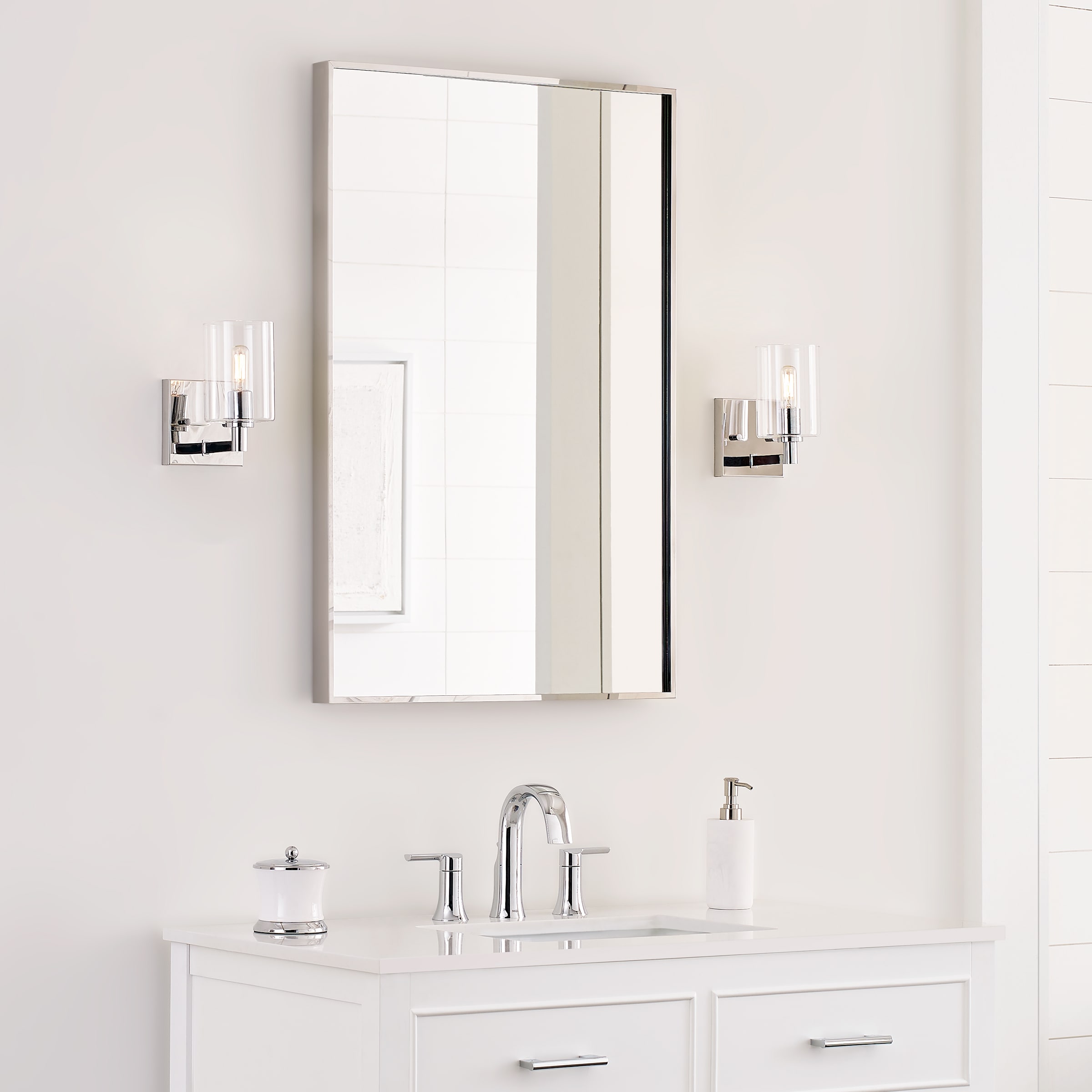 Chrome Cylinder Clear Glass Wall Sconce